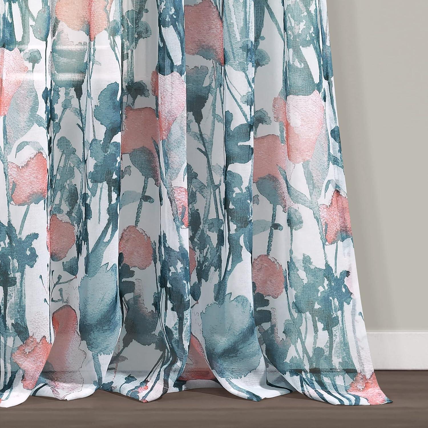 Lush Decor Zuri Floral Sheer Rod Pocket Curtain Panels (Set of 2)