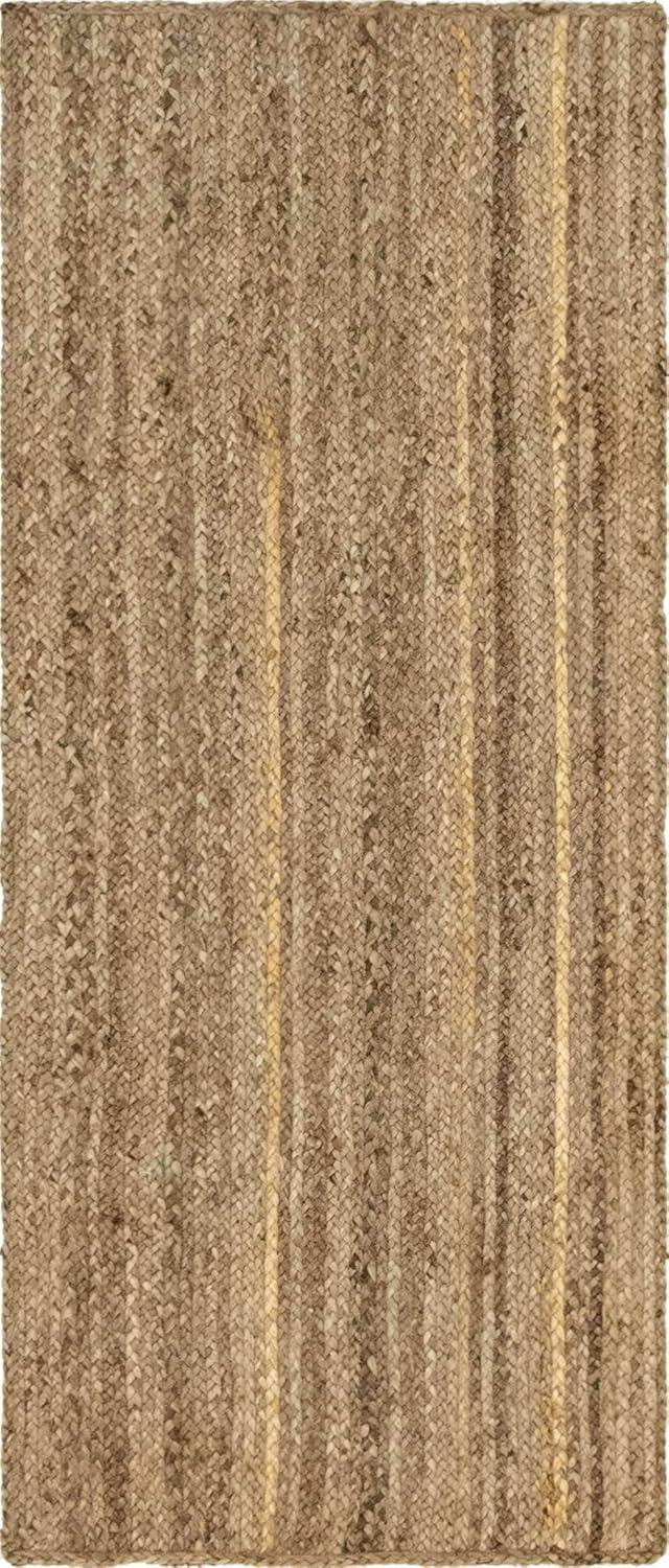 Unique Loom 2'6"x6' Braided Jute Dhaka Natural Indoor Area Rug