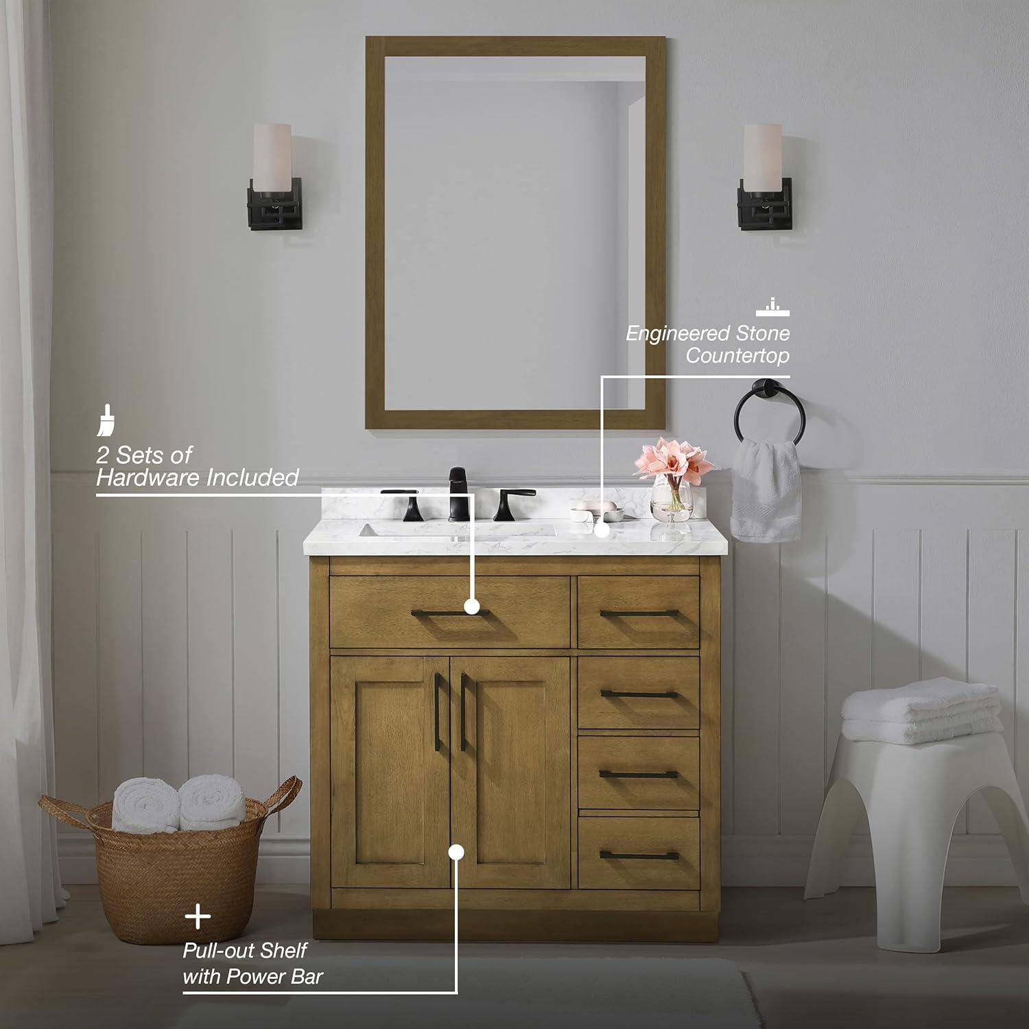 OVE Decors Athea 36 in. W Bath Vanity with Premium Countertop and Power Bar