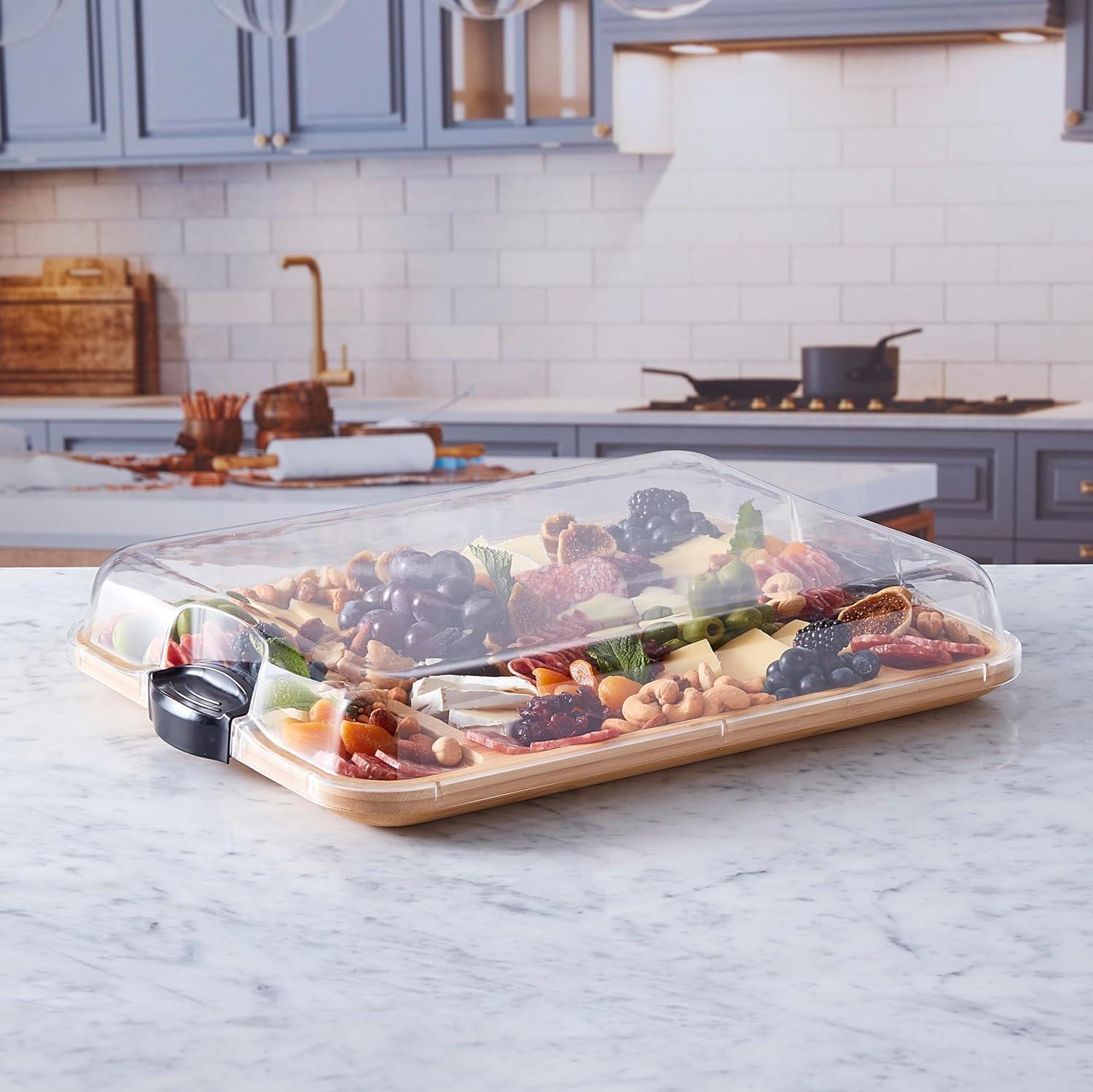 Farberware Farberware Build-A-Board 11 x 14 in. Bamboo Charcuterie Board With Locking Lid