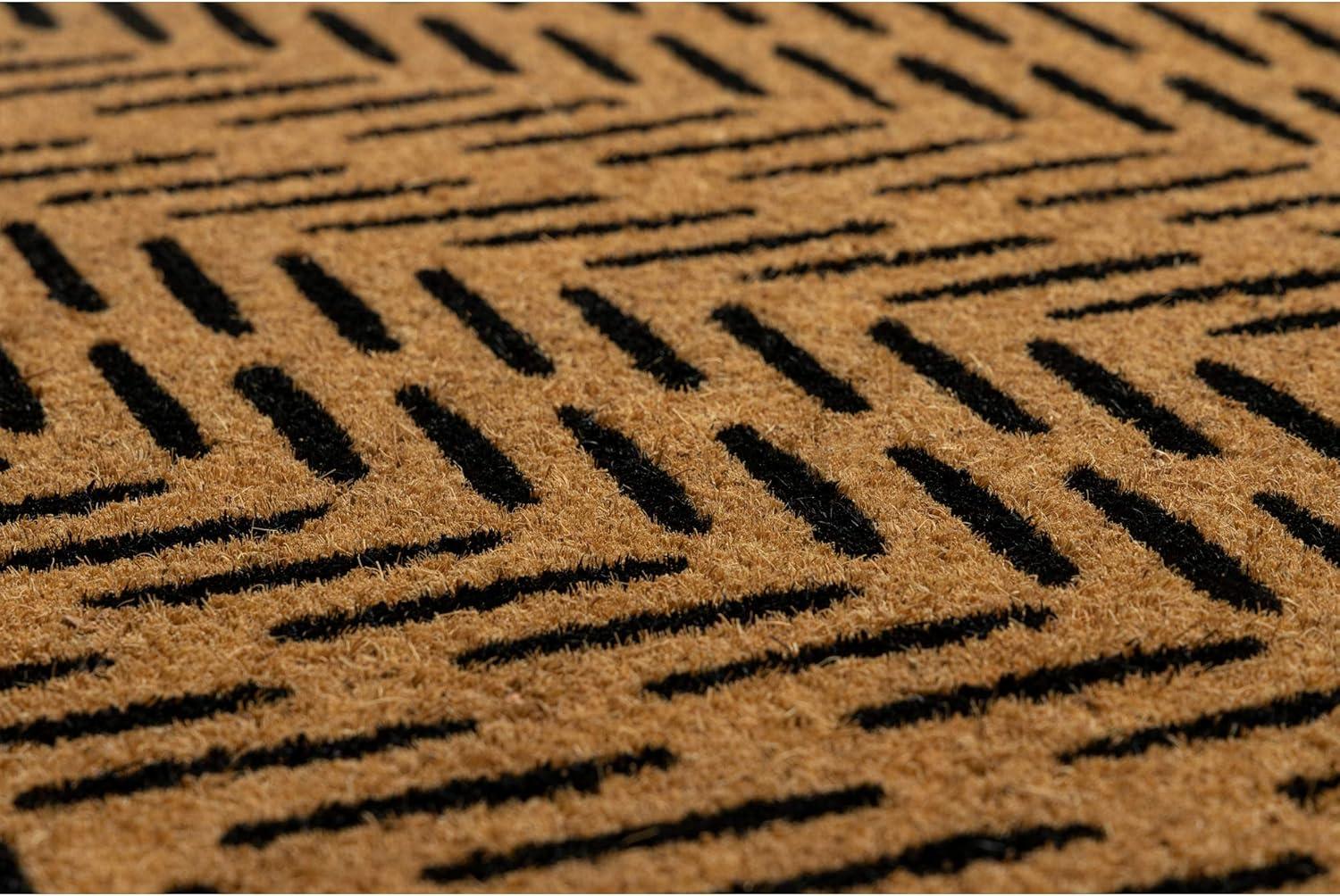 2' x 5' Fishbone Indoor/Outdoor Coir Doormat Black/Natural - Entryways