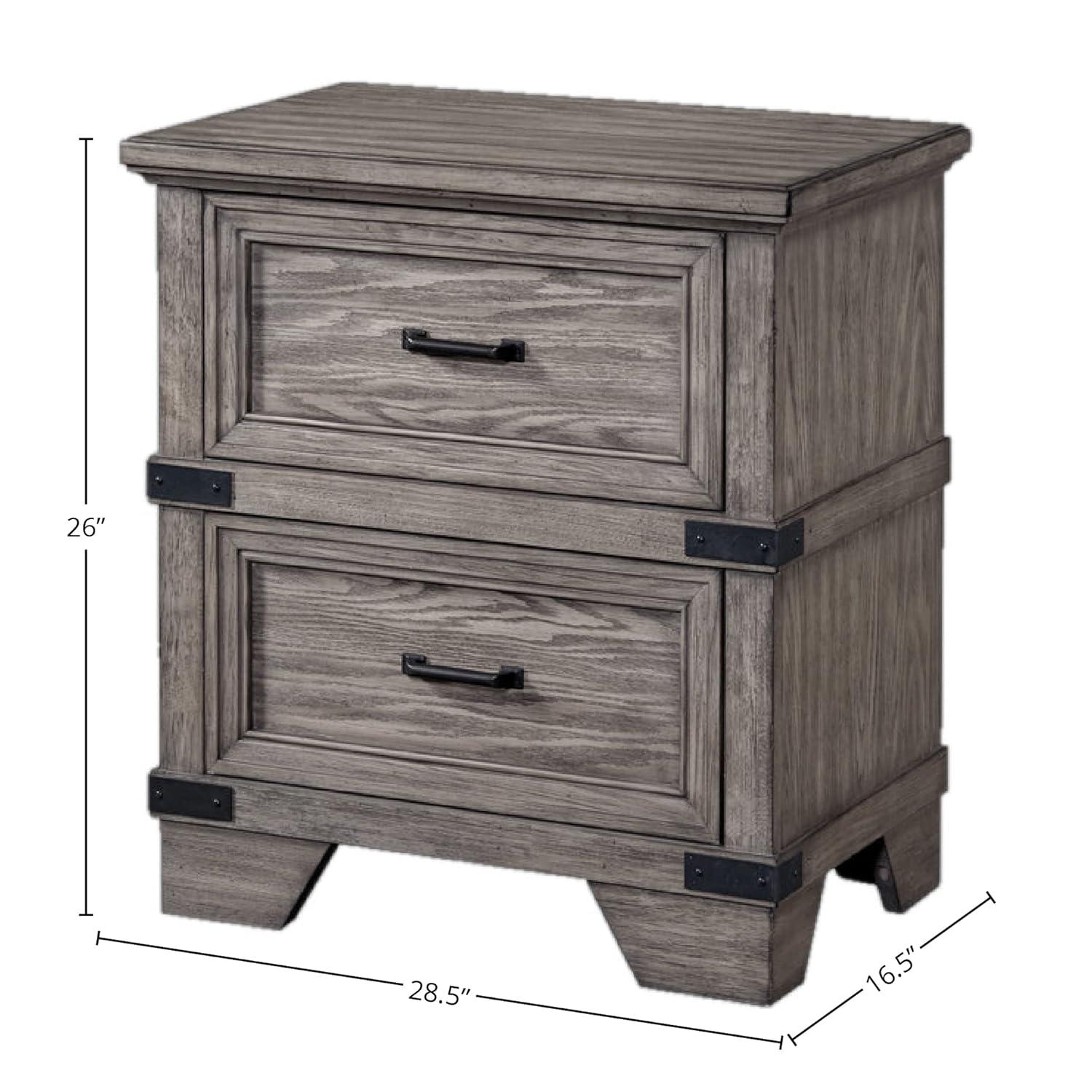 Intercon Furniture Forge Bedroom 2-Drawer Wood Nightstand in Steel Gray