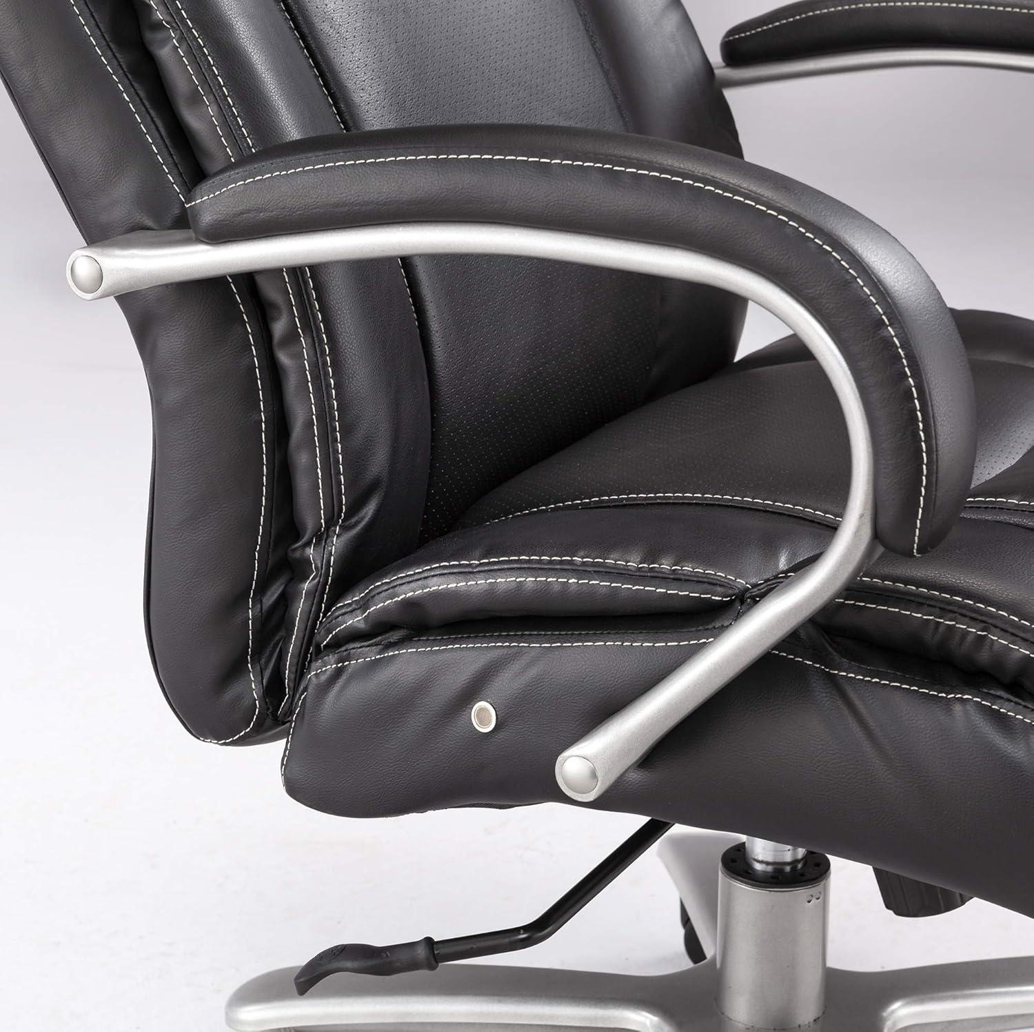 Executive High-Back Swivel Chair with Leather and Metal Accents