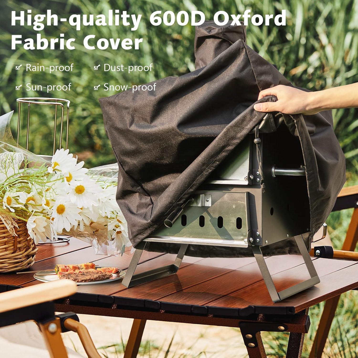 Spaco Grill, Outdoor BBQ Grill,Outdoor Pizza Oven with Anti-scalding Handles and Foldable Legs-Black