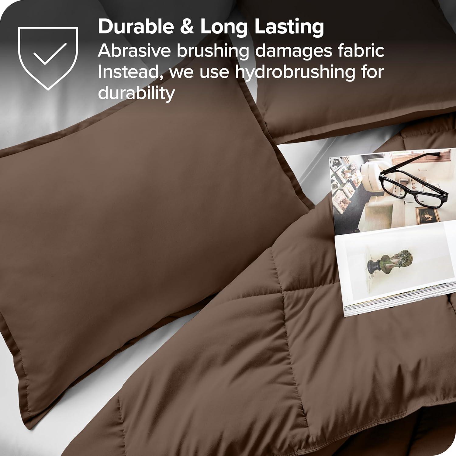 Bare Home Pillow Sham Set - Premium 1800 Collection - Double Brushed - Standard, Cocoa