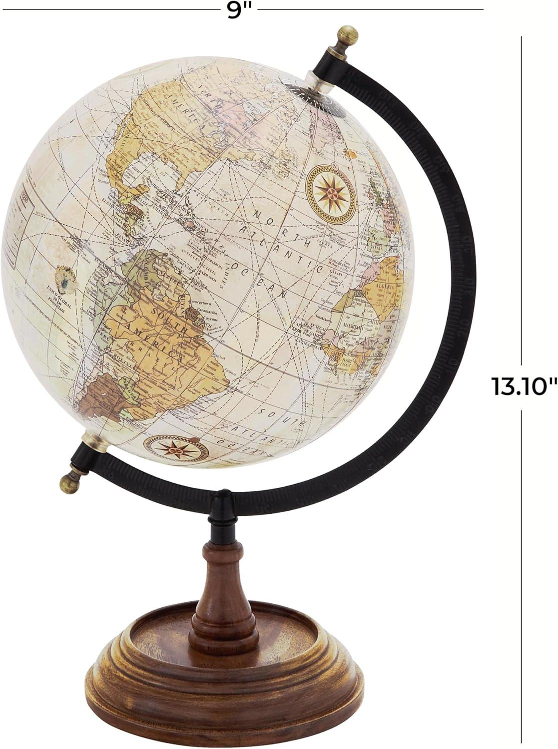 DecMode 9" Brown Globe with Wood Base