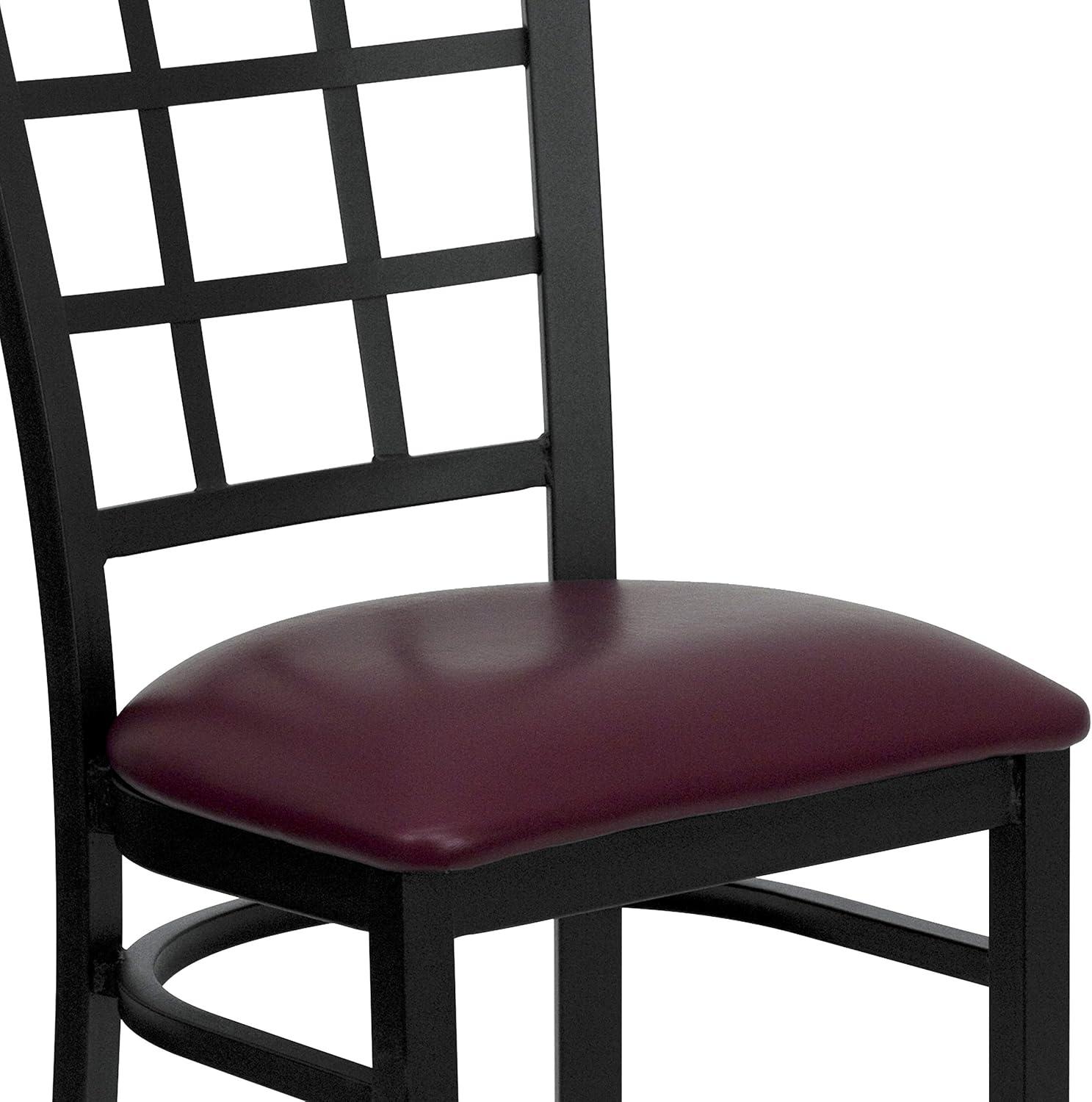 Hercules Series Black Window Back Chair with Burgundy Vinyl Seat