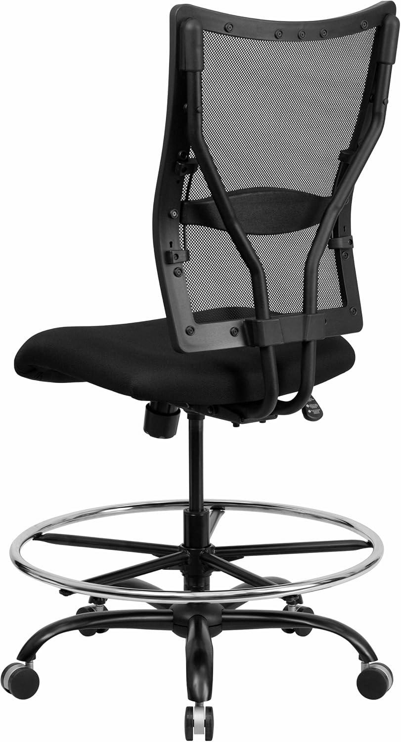 BizChair Big & Tall 400 lb. Rated Black Mesh Ergonomic Drafting Chair