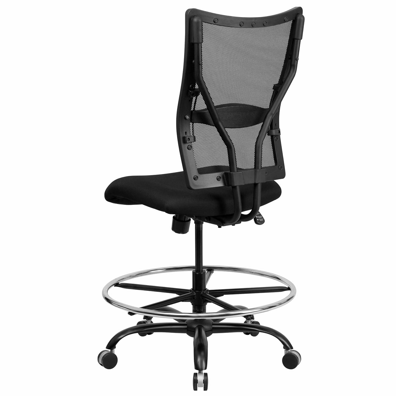 BizChair Big & Tall 400 lb. Rated Black Mesh Ergonomic Drafting Chair