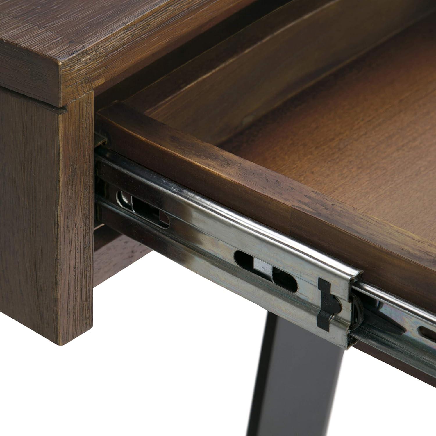 Simpli Home Lowry Solid Acacia Wood Desk, Industrial Style with Keyboard Tray and 2 Drawers