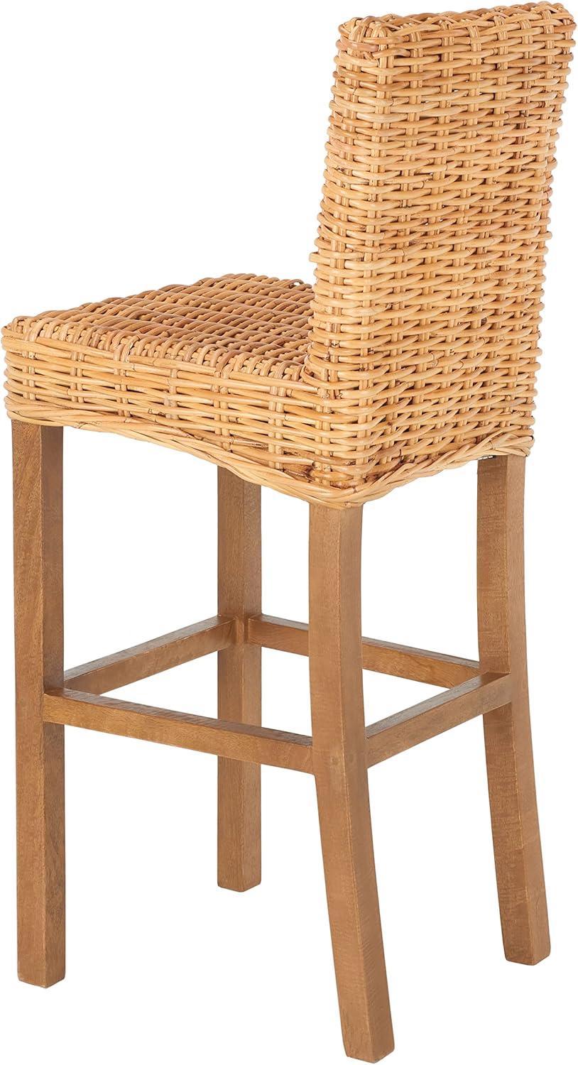 Tobie Rattan Bar Stool - BST6500 - Natural/Golden Brown - Safavieh