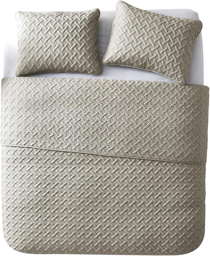 Nina Embossed Basketweave Quilt Set