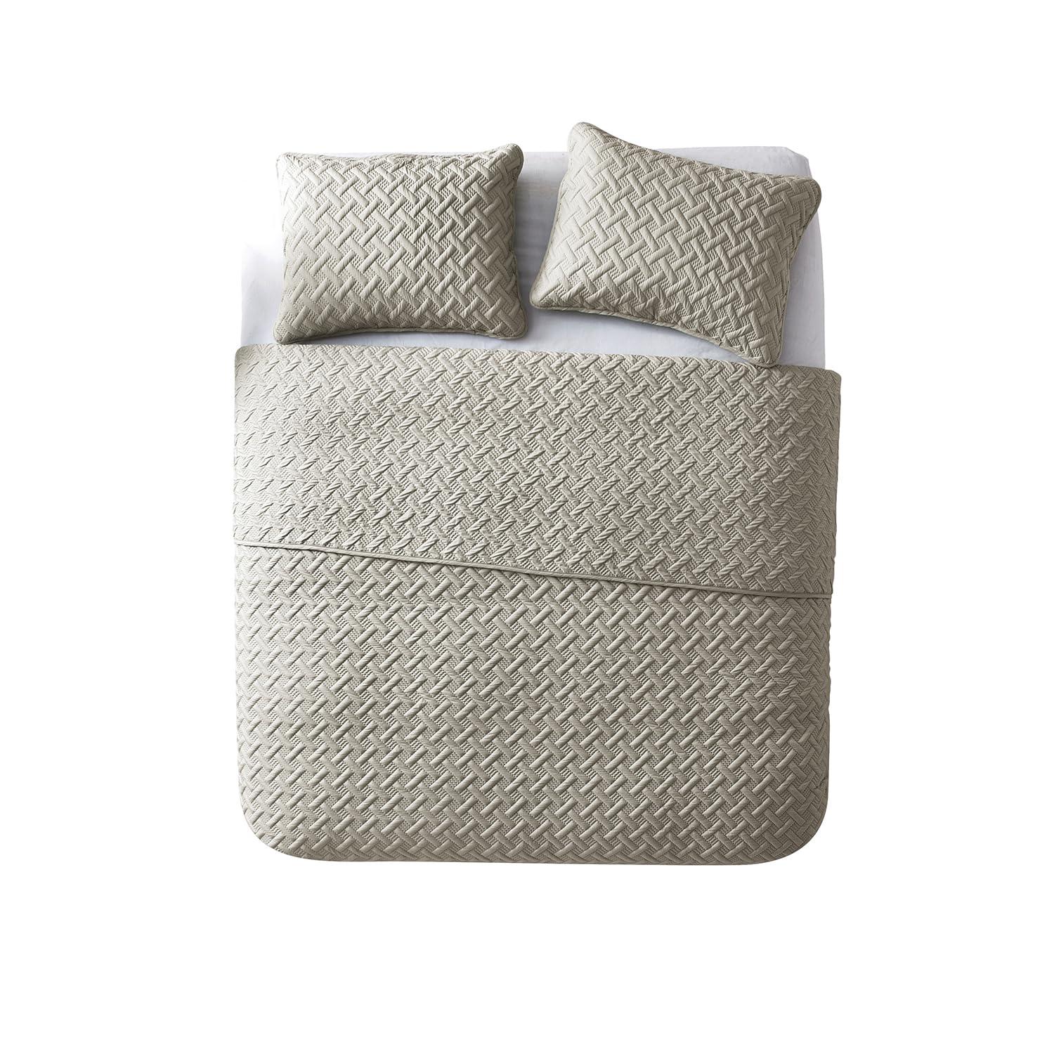 Nina Embossed Basketweave Quilt Set