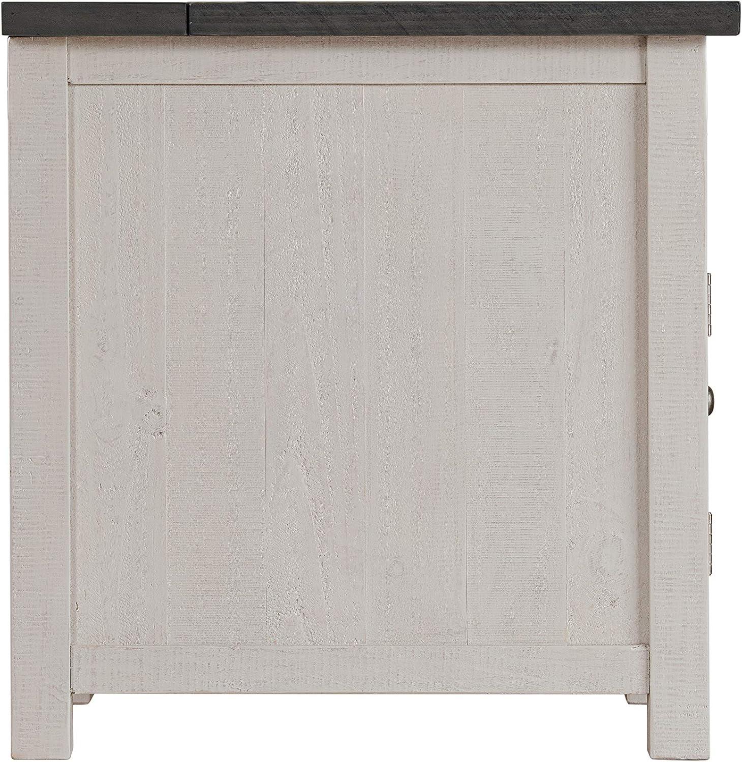 Martin Svensson Home Monterey Solid Wood Chairside Table with Power, White Stain and Grey