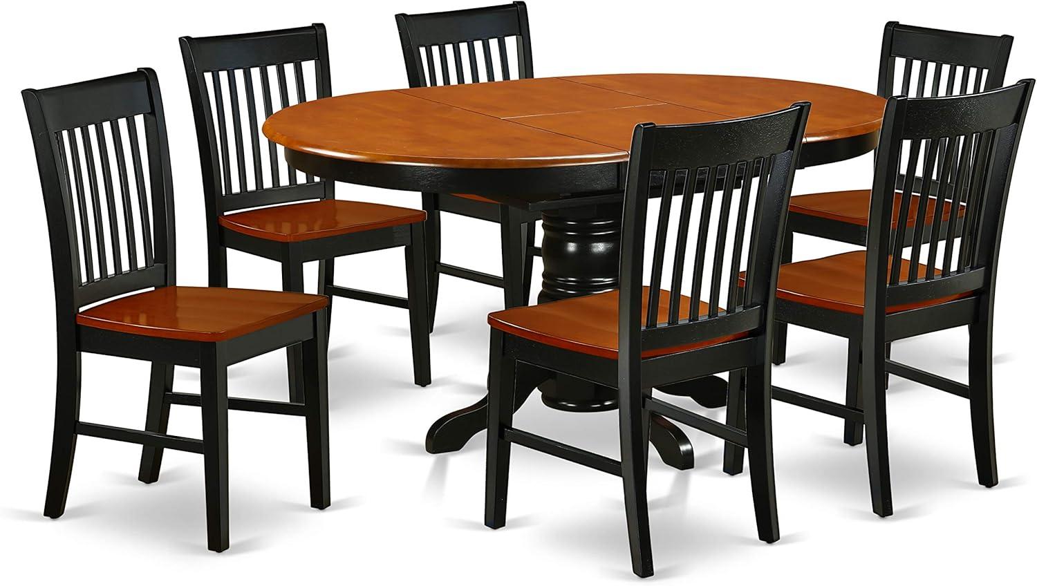 East West Furniture Kenley 7-piece Wood Dining Set in Black/Cherry