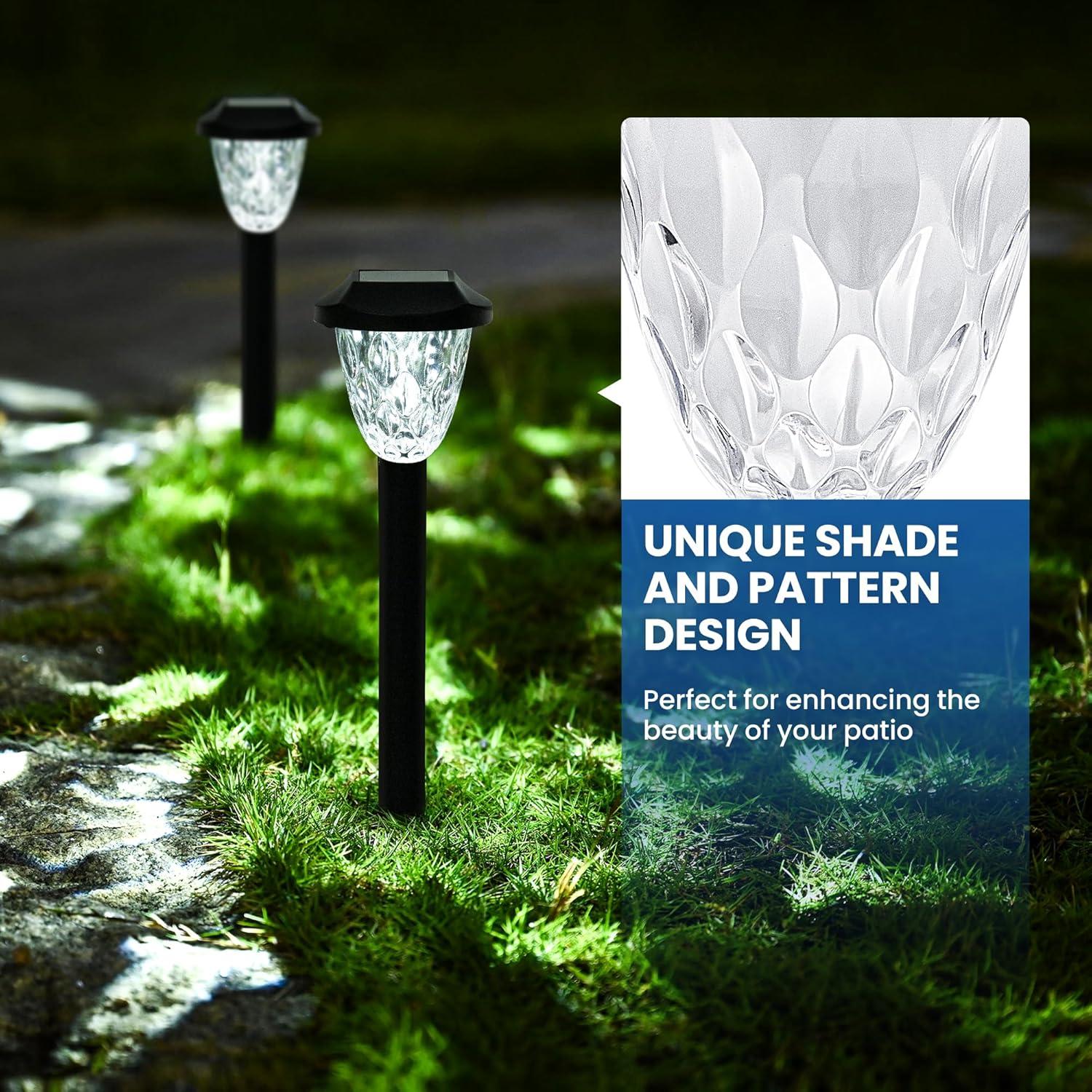 gigalumi 12 Pack Solar Pathway Lights, Waterproof Auto On/Off Outdoor Solar Lights for Garden,Walkway and Driveway,2800K