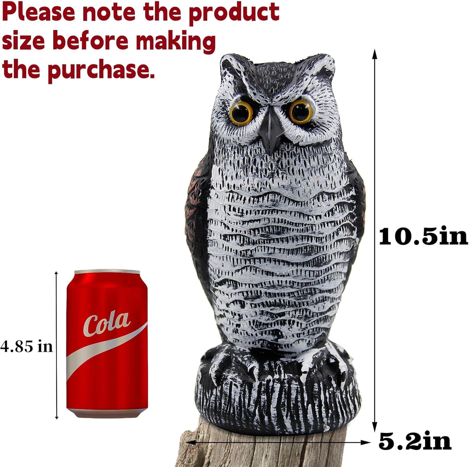 2Pack Fake Owl Decoy to Keep Birds Away Garden Decoration Bird Scare Devices for Garden Outdoor Yard