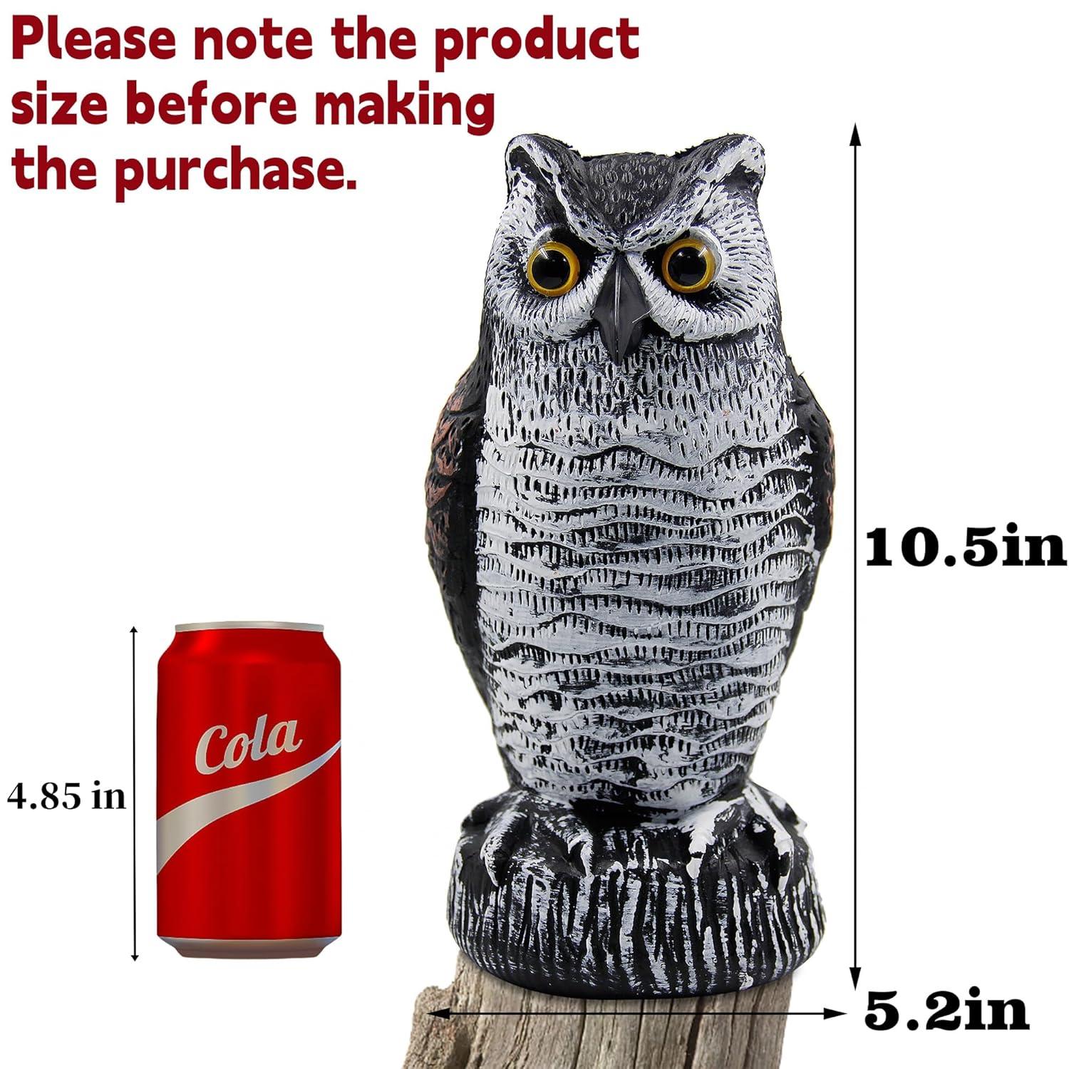 2Pack Fake Owl Decoy to Keep Birds Away Garden Decoration Bird Scare Devices for Garden Outdoor Yard