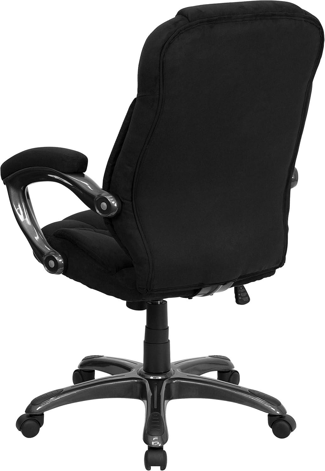 Flash Furniture High Back Black Microfiber Contemporary Executive Swivel Ergonomic Office Chair with Arms