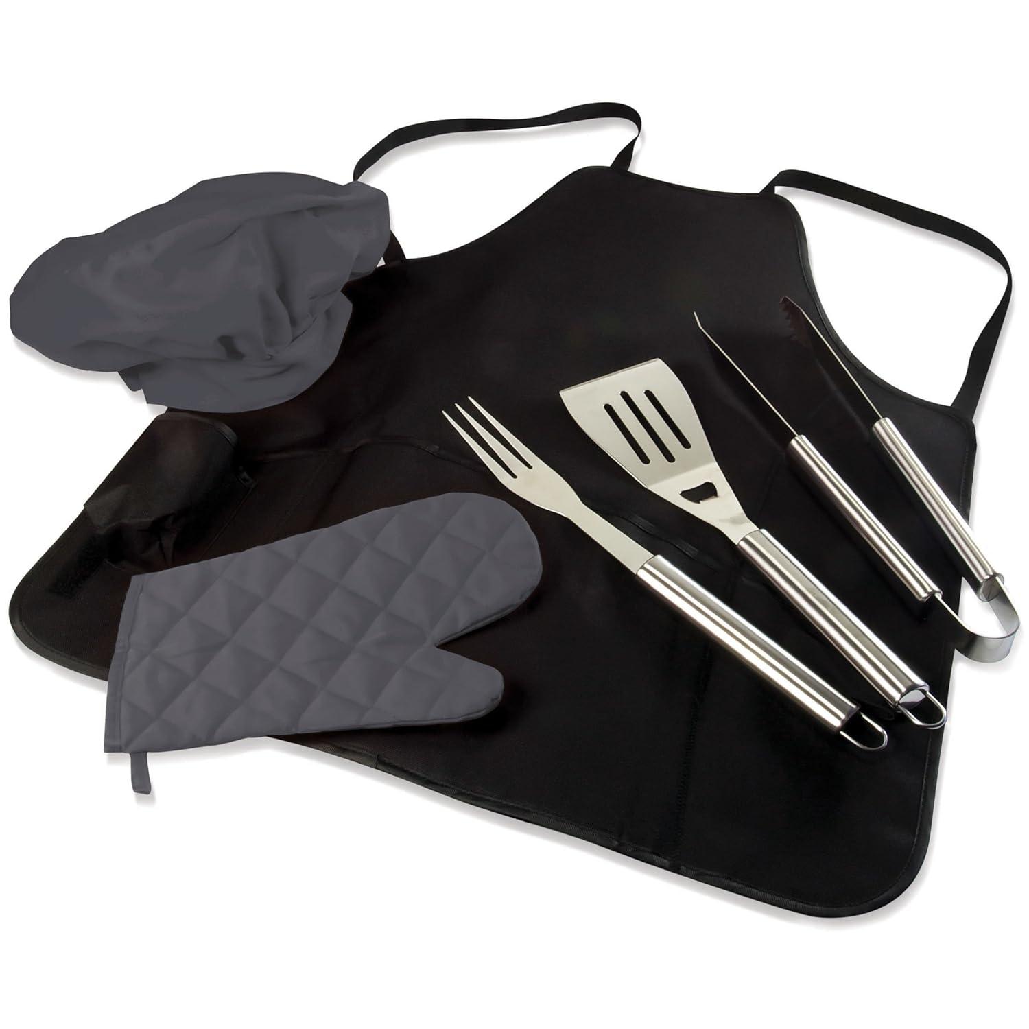 Arlmont & Co. BBQ Apron Tote Pro Grill Set - Heavy Duty BBQ Apron with BBQ accessories