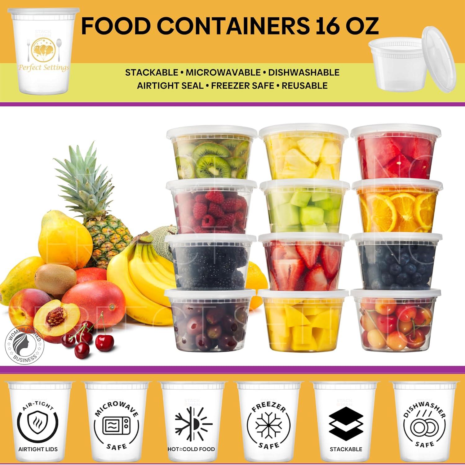 Perfect Settings 16oz. Plastic Food Storage Container 40 Sets (Set of 40)