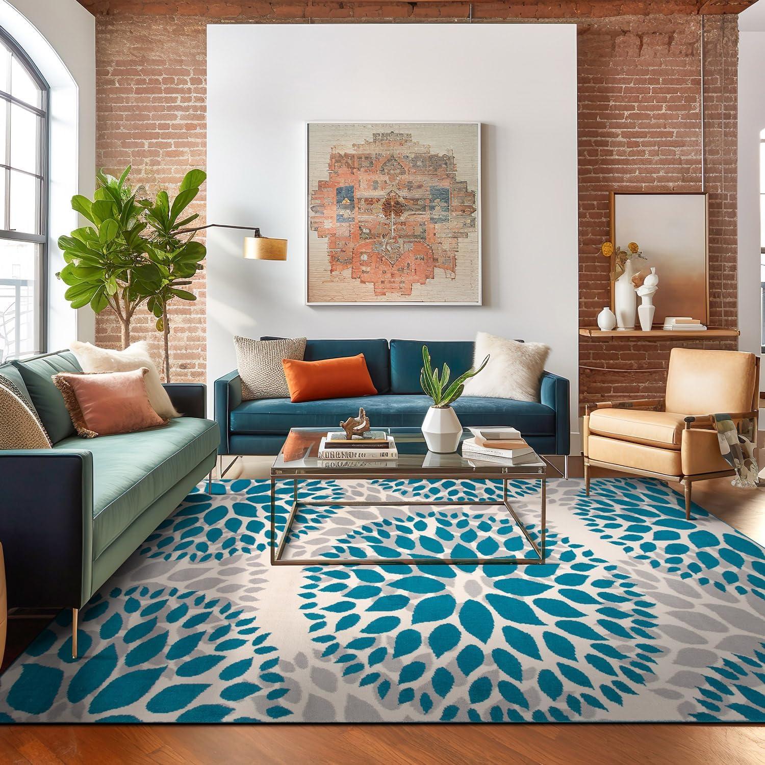 World Rug Gallery Modern Floral Circles Area Rug