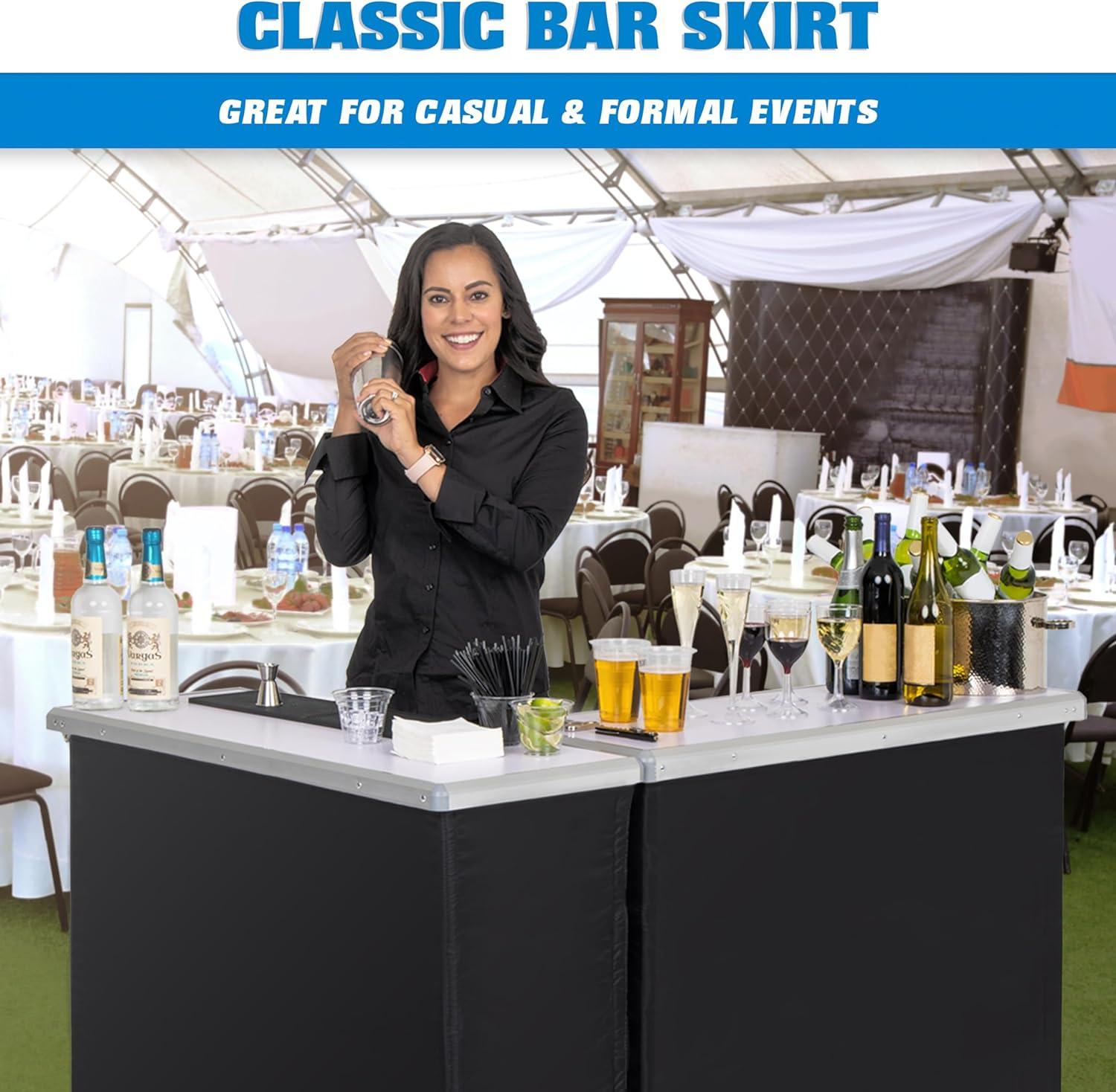 GoBar Portable Double Bar Table Set - Mobile Bartender Station for Events - Includes Carrying Case