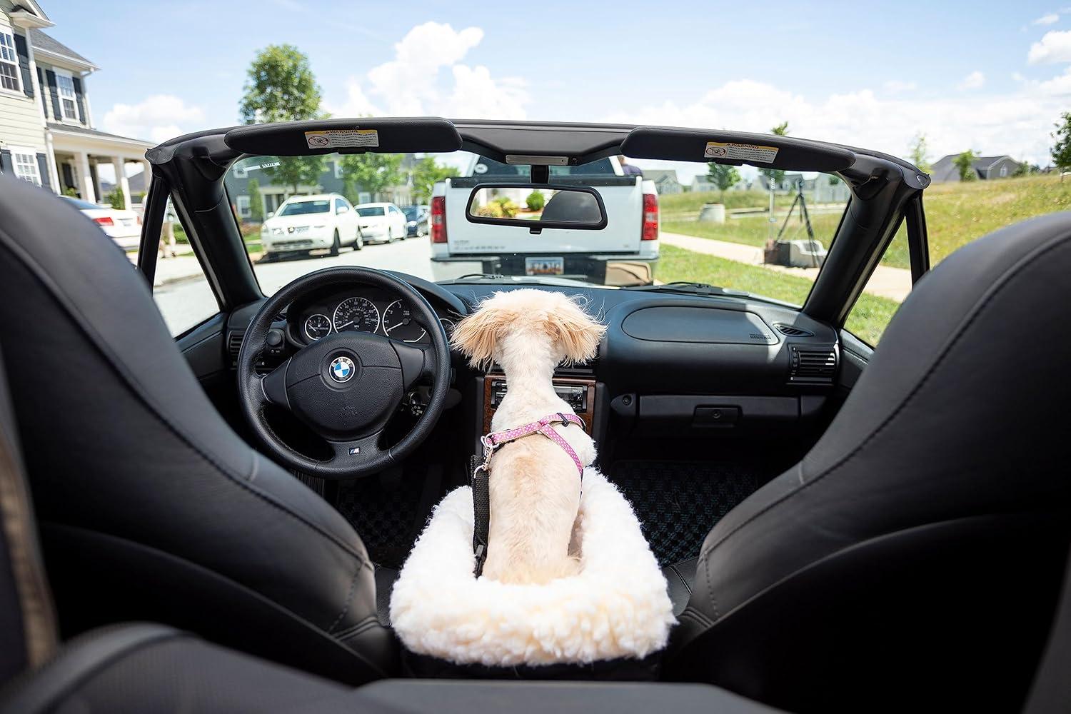 Snoozer Pet Products Luxury Console Dog Car Seat, Small, Black, Quilted Twill