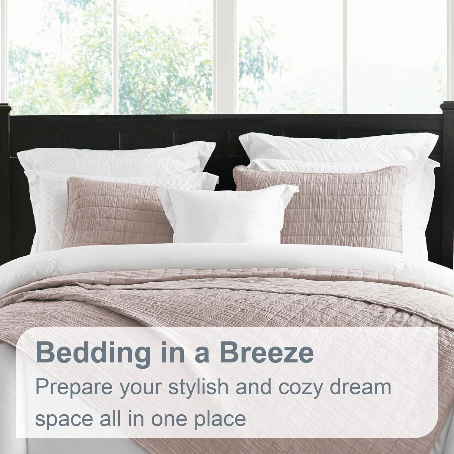 Swift Home Ultra Soft Crinkle Washed Microfiber 3-Piece Quilt Set