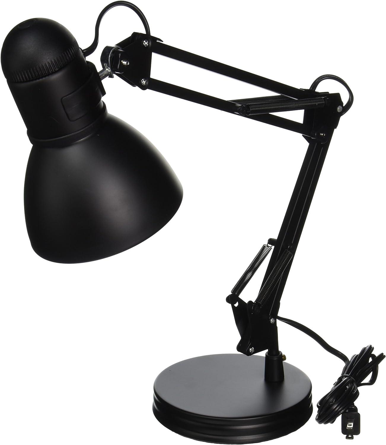 Adjustable Black Metal Swing Arm Desk Lamp