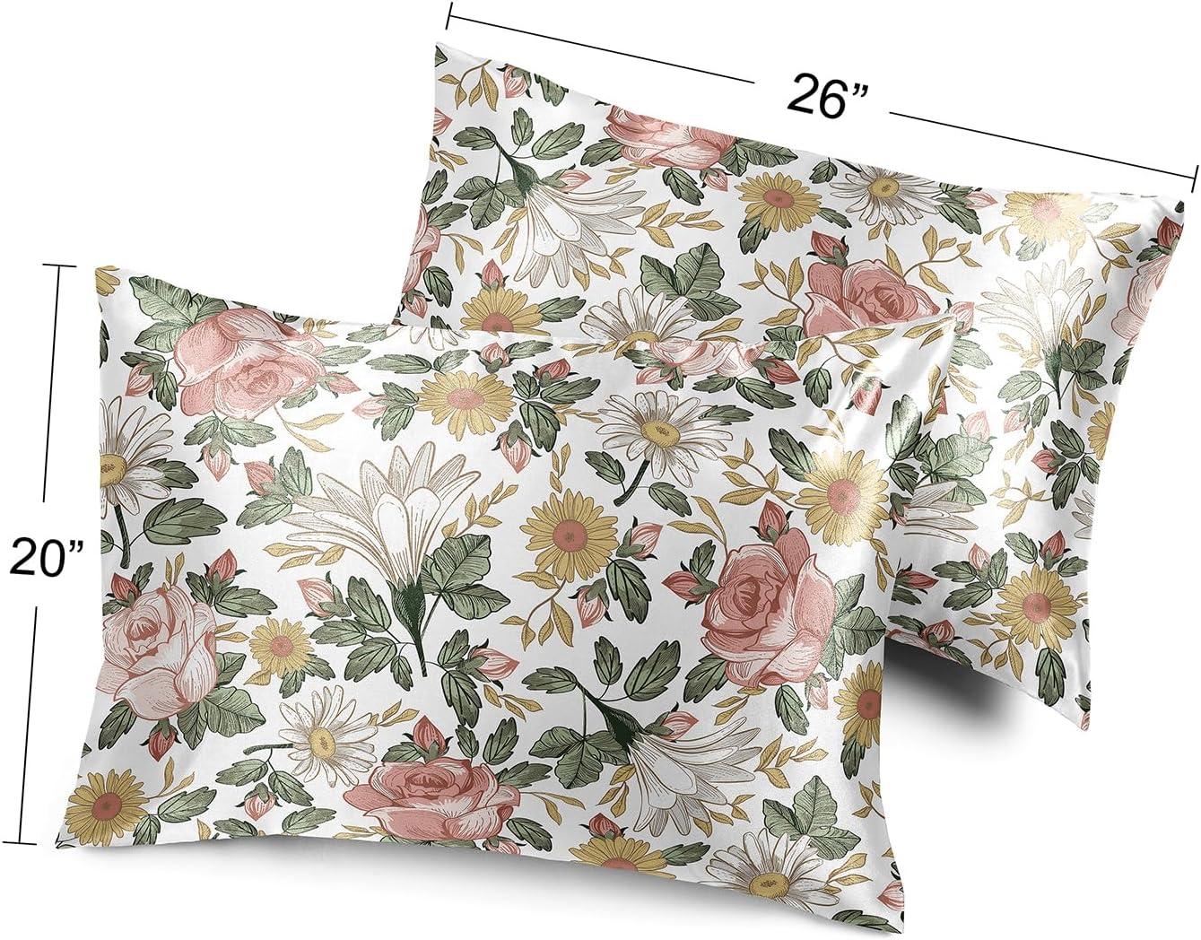 Vintage Floral Decorative Satin Pillowcases - 2 Pack Set by Sweet Jojo Designs