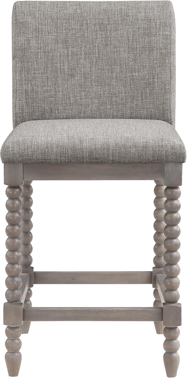 Abbott 26" Spindle Counter Stool with Brushed Gray Frame and Dove Gray Fabric