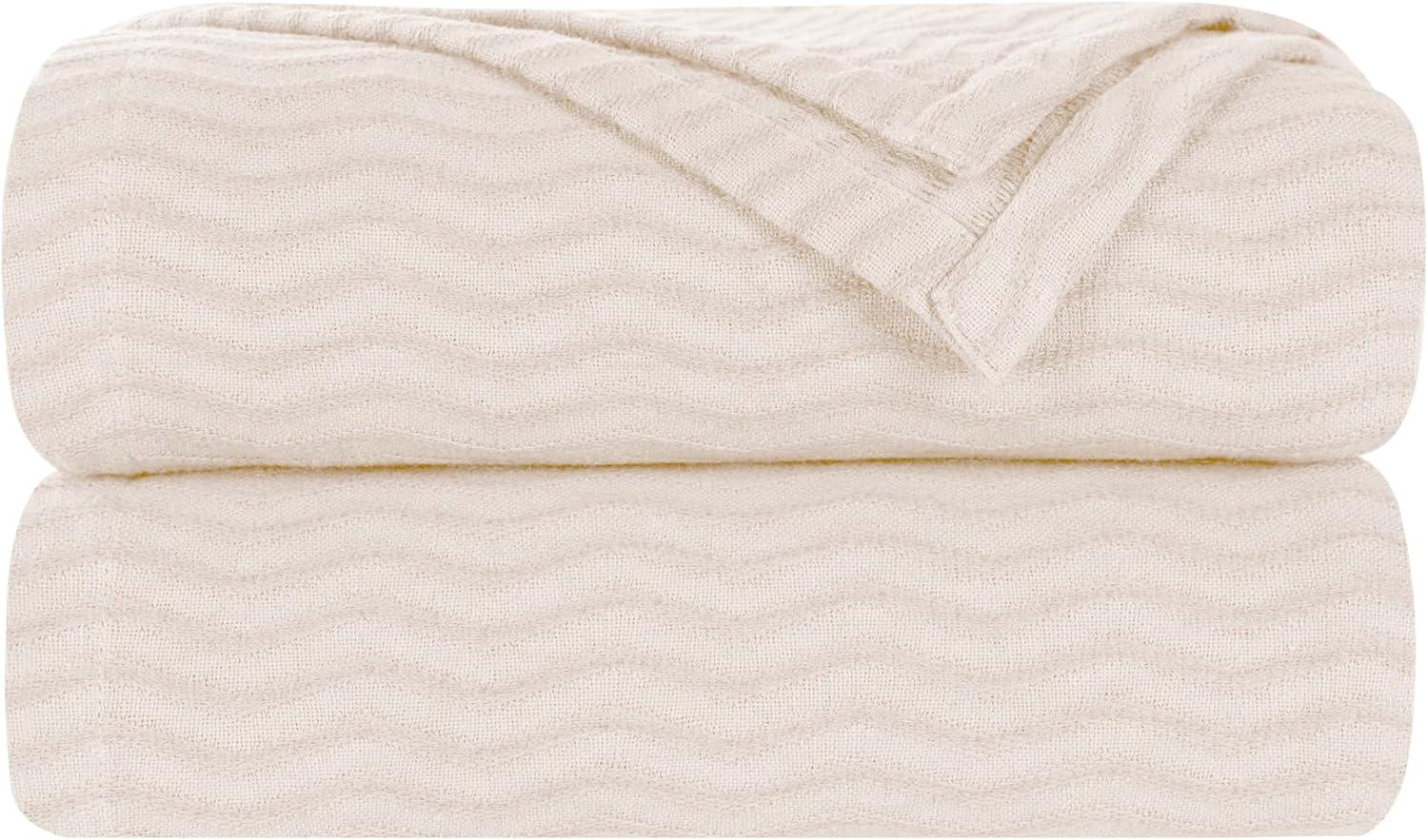 Ivory King Cotton Chevron Woven Blanket