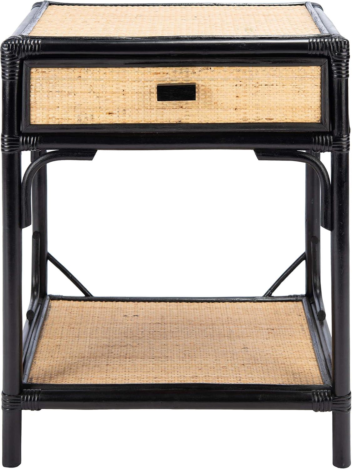 Roya 1 Drawer 1 Shelf Nightstand - NST4005 - Black/Natural - Safavieh