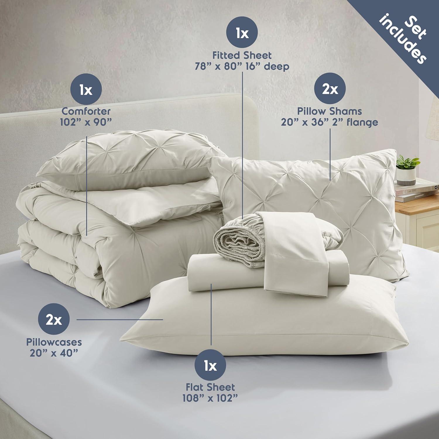 Nestl Bed-in-A-Bag Pleated Comforter Set with Bed Sheets