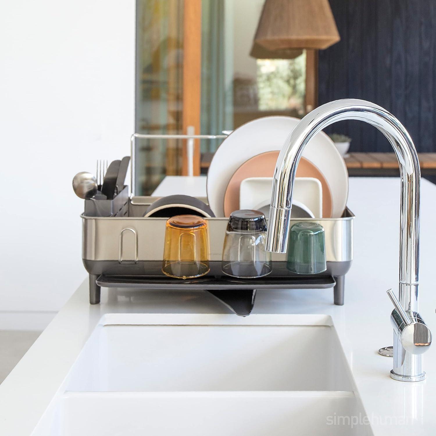 Simplehuman Kitchen Dish Drying Rack, Brushed Stainless Steel