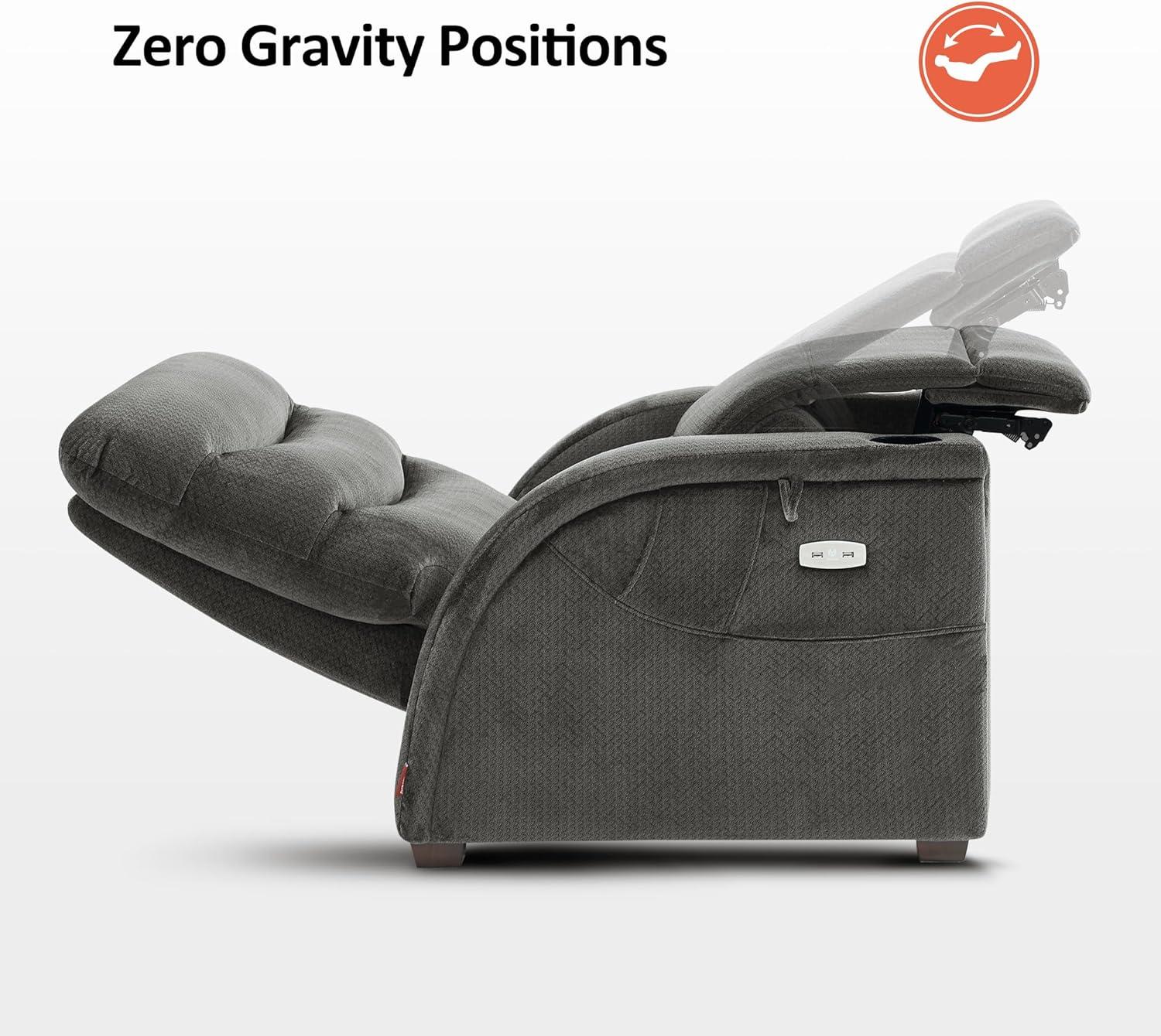 MCombo Power Zero Gravity Recliner Chair with Adjustable Headrest for Living Room, Fabric ZG334 (Medium, Neutral Grey)