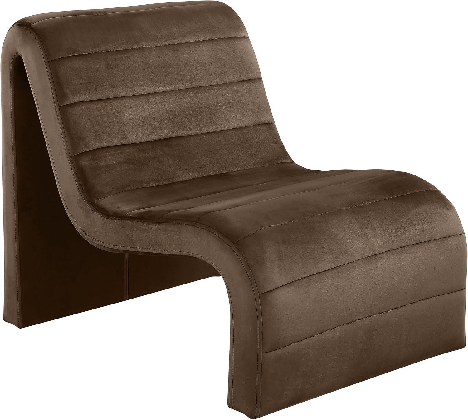 Rich Brown Velvet Channel Tufted Accent Chair