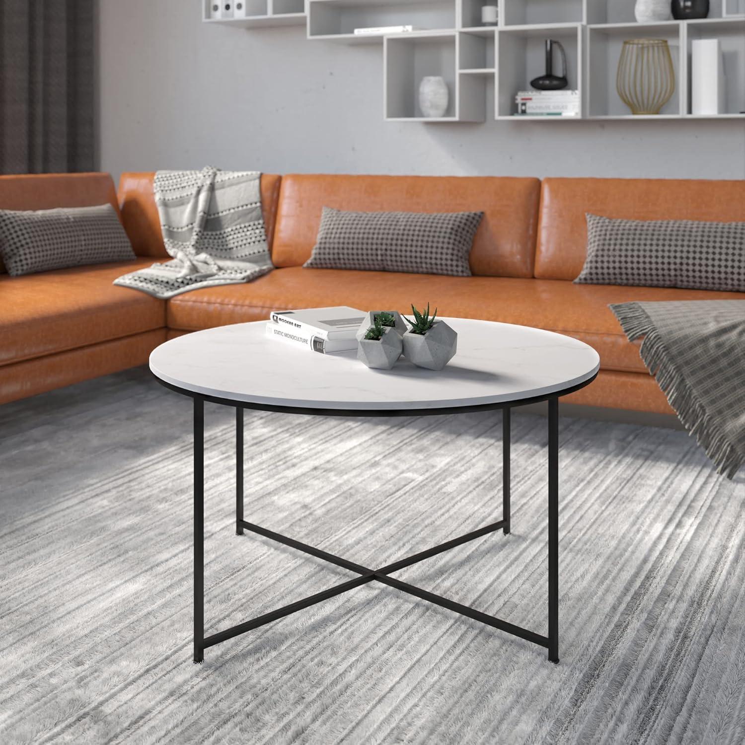 Flash Furniture Hampstead Collection Coffee Table - Modern Laminate Accent Table with Crisscross Frame