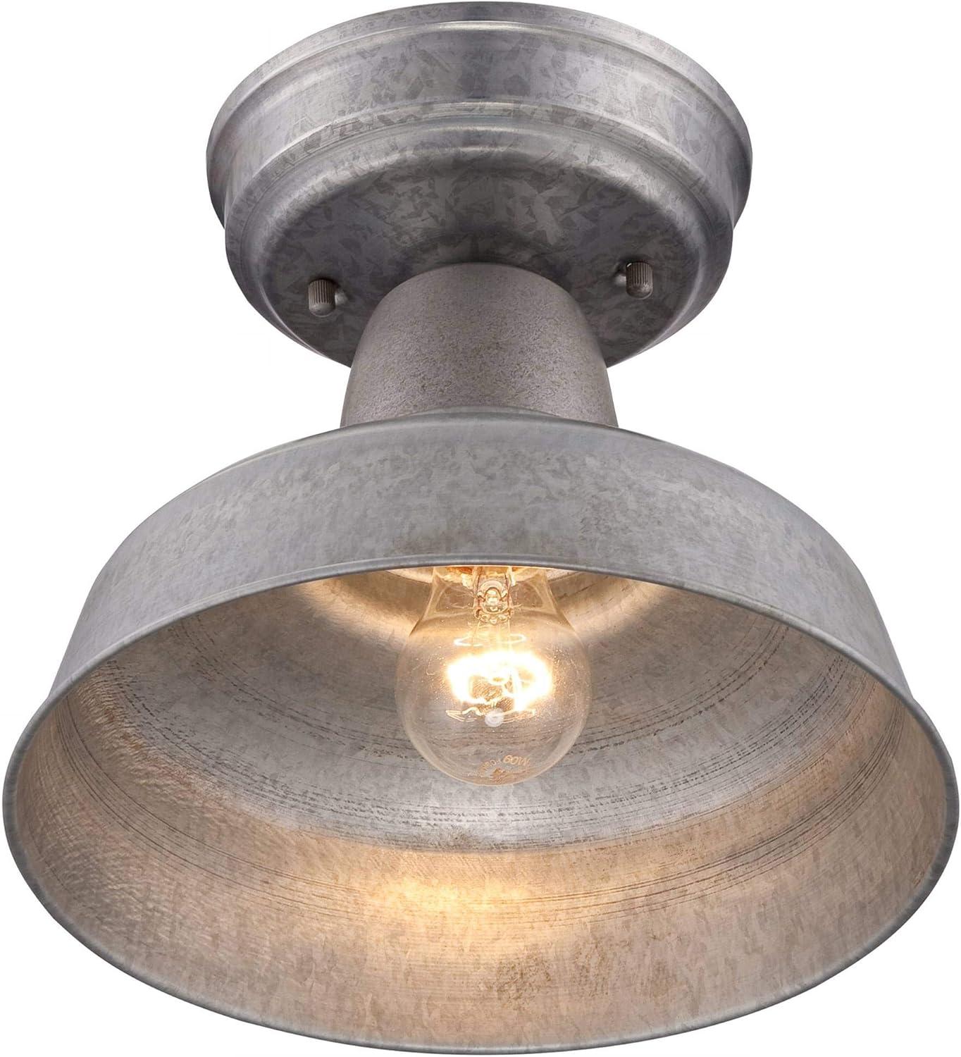 John Timberland Urban Barn Rustic Industrial Farmhouse Semi Flush Mount Outdoor Ceiling Light Galvanized Metal 8 3/4" for Post Exterior Barn Deck Yard