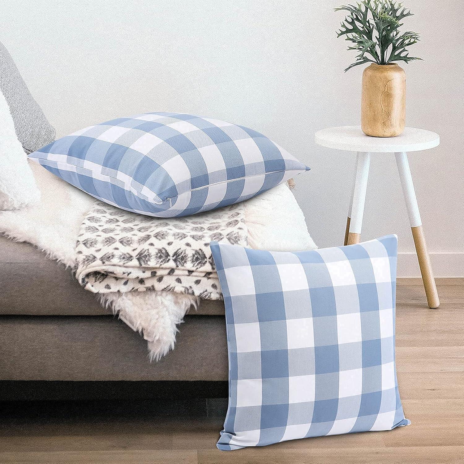 2 Pack Christmas Pillow Covers Buffalo Check Plaid Throw Decorative Cushion Case Polyester for Farmhouse Home Decor Red and Black, 18" x 18"