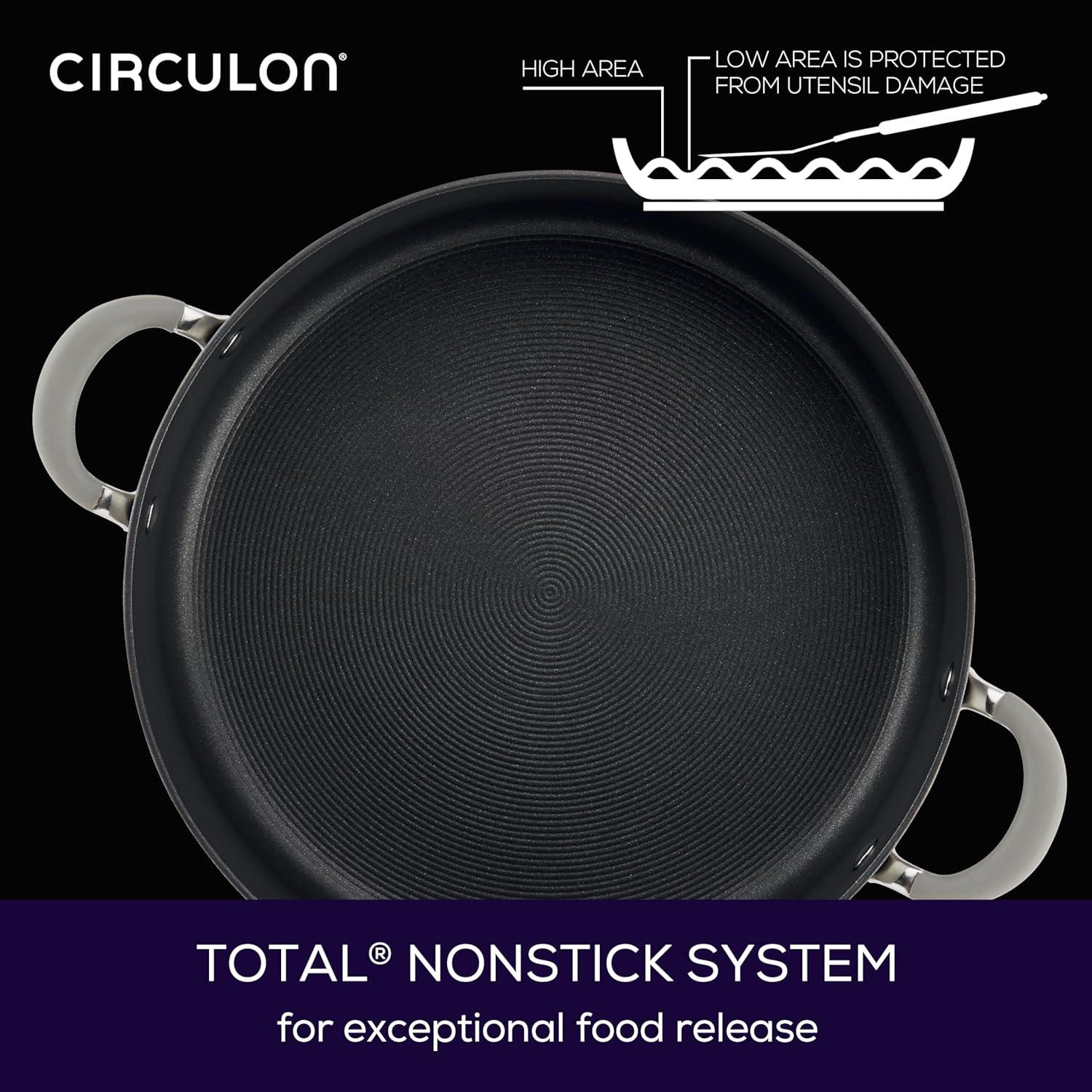 Gray Aluminum Nonstick Stockpot with Glass Lid, 7.5 Quart