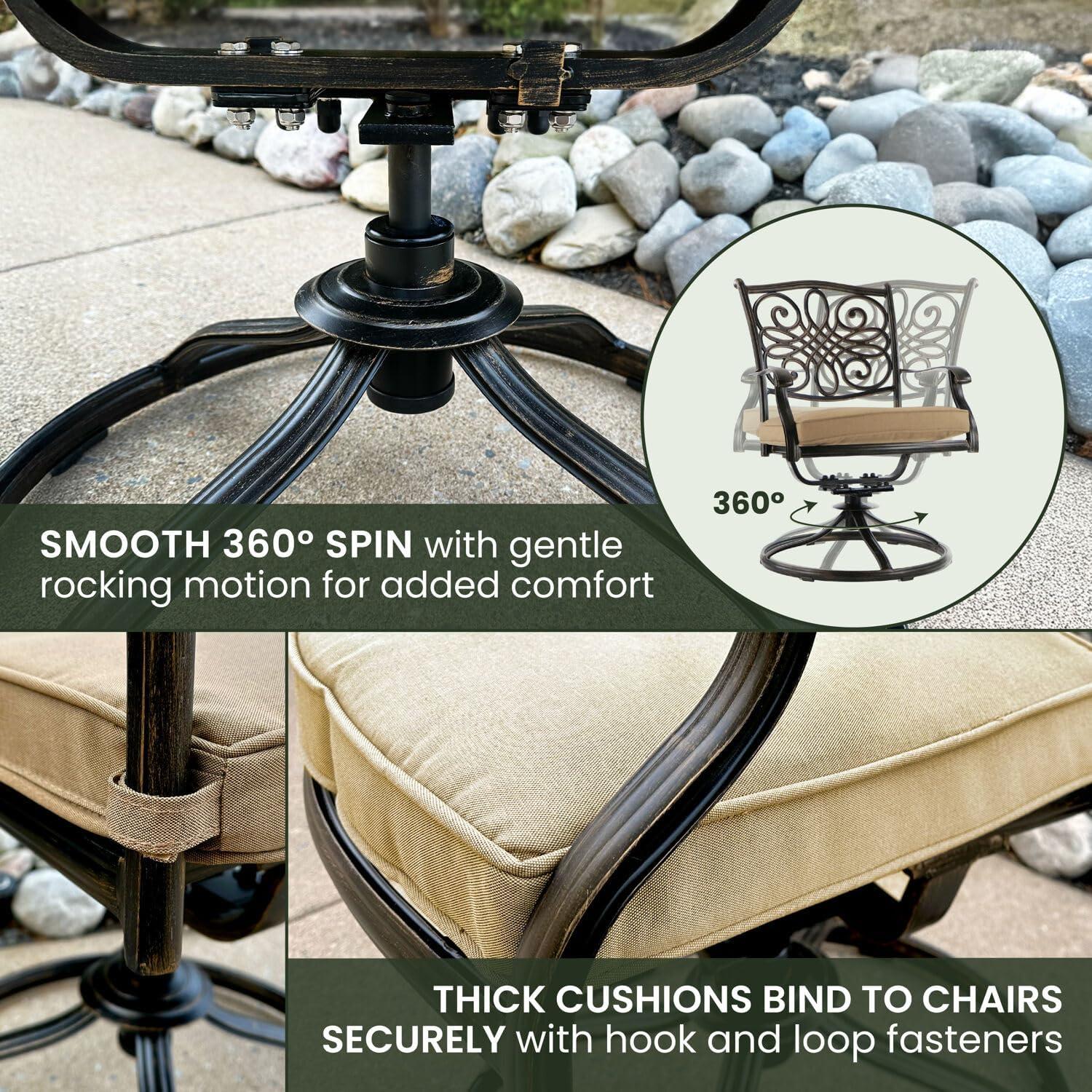 Hanover Traditions 7-Piece Dining Set in Blue with Extra Large Glass-Top Dining Table