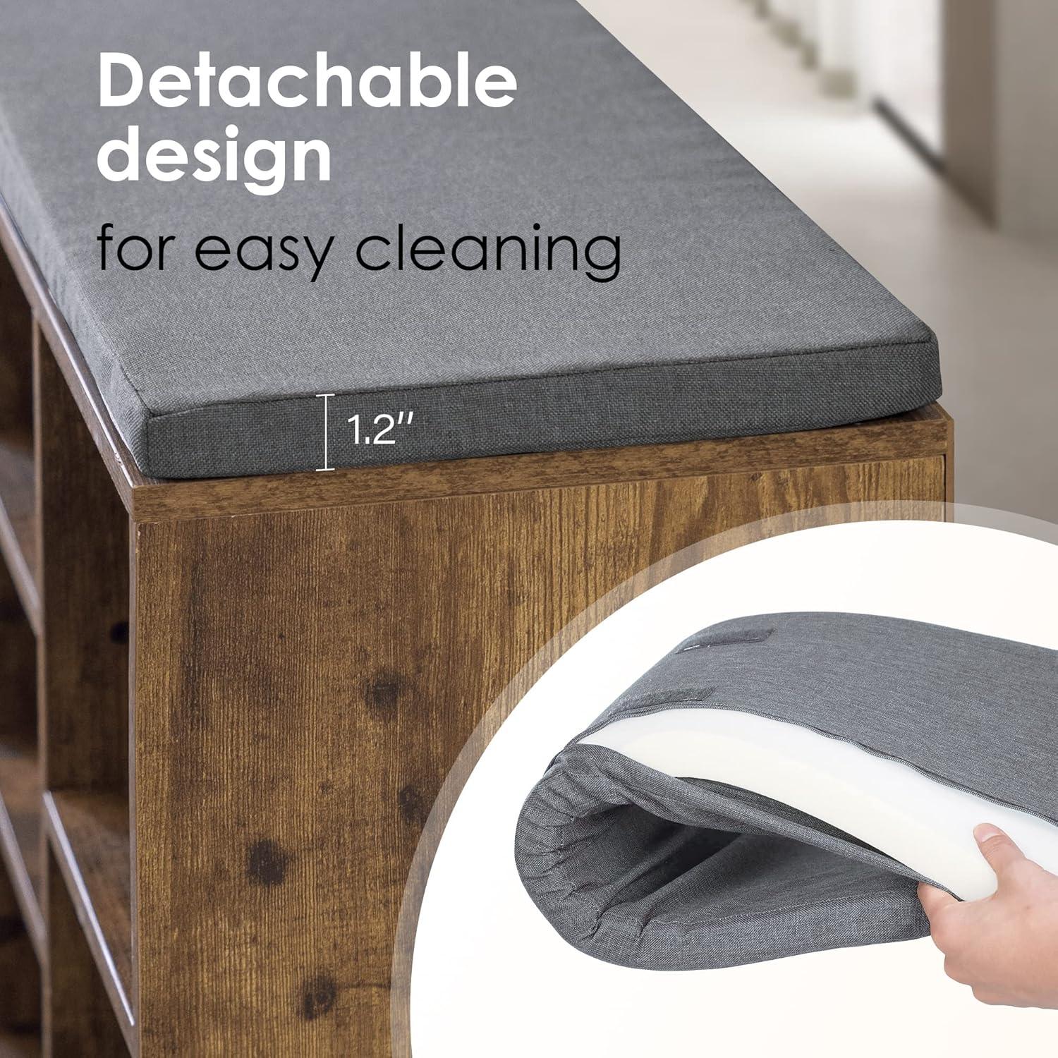 Shoe Bench Storage Bench 10 Compartments Shoe Organizer with 3-Tier Shoe Rack Bench Adjustable Shelves Shoe Shelf for Living Room Entryway Hallway Bedroom