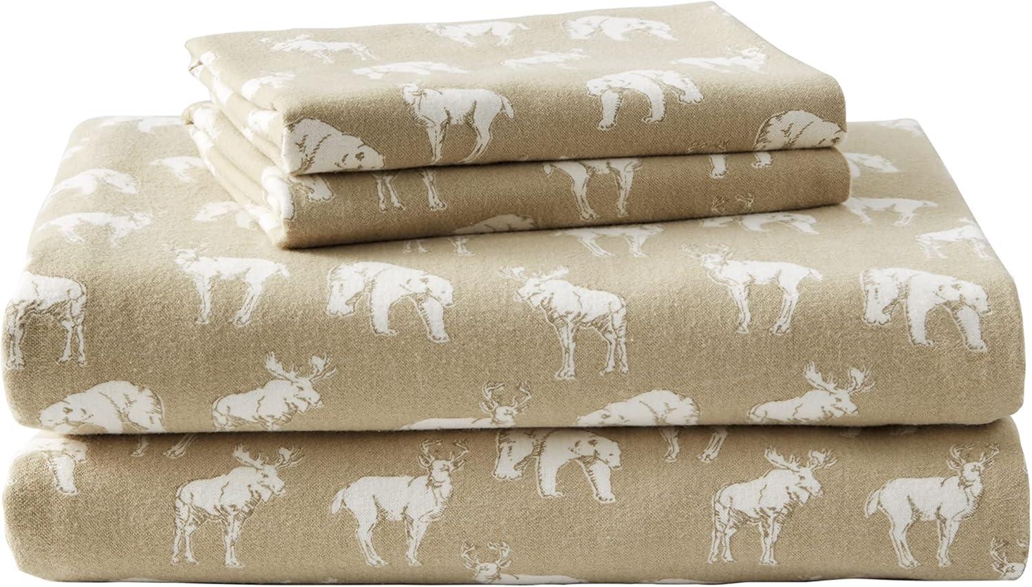 Full Patterned Flannel Sheet Set Tan - Eddie Bauer