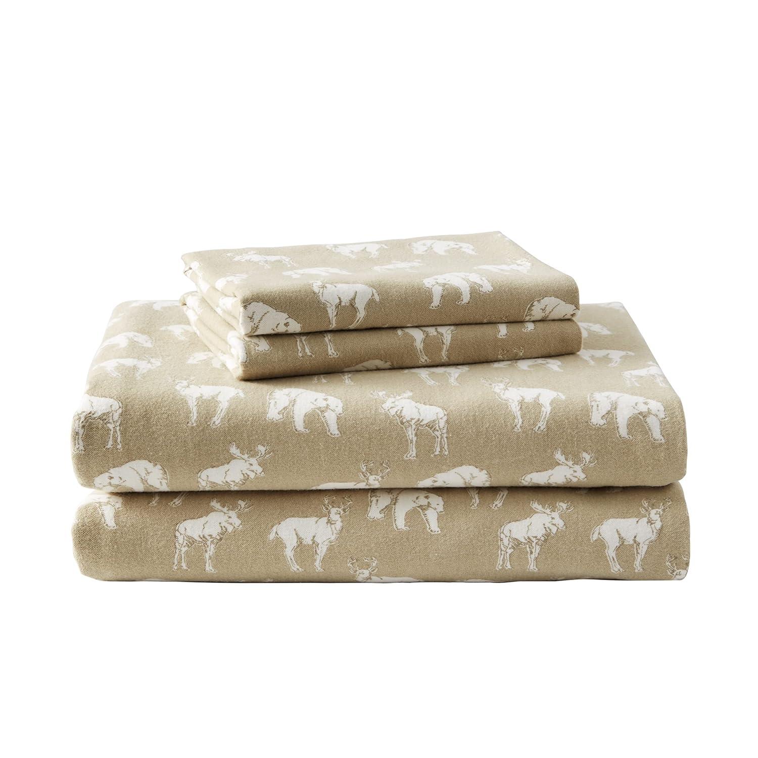 Full Patterned Flannel Sheet Set Tan - Eddie Bauer