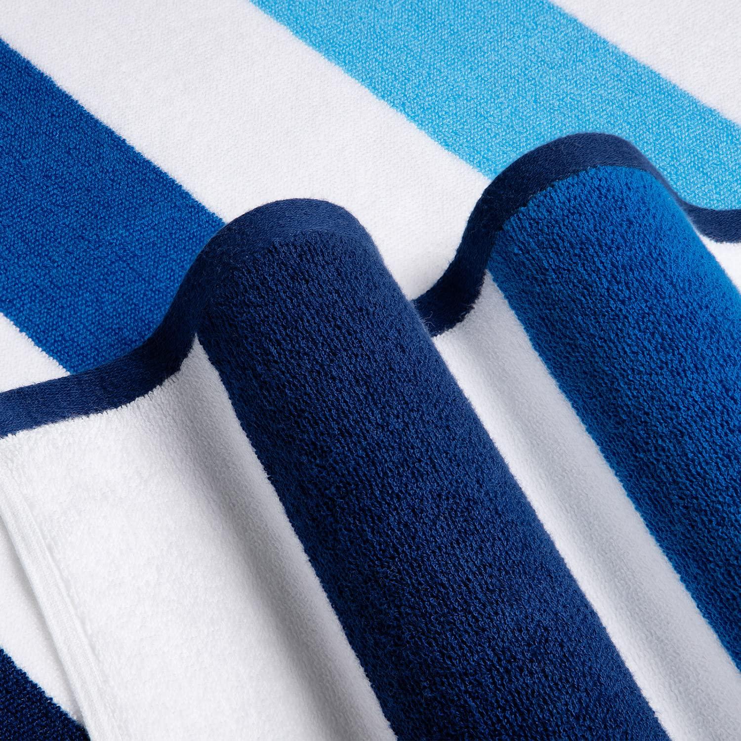 Cotton Oversized Beach Towel - Extra Large 40"X70" Plush Thick Pool Towel, XL Fluffy Multi Blue Beach Towels Stripe Swimming Towel for Adults Mens Women