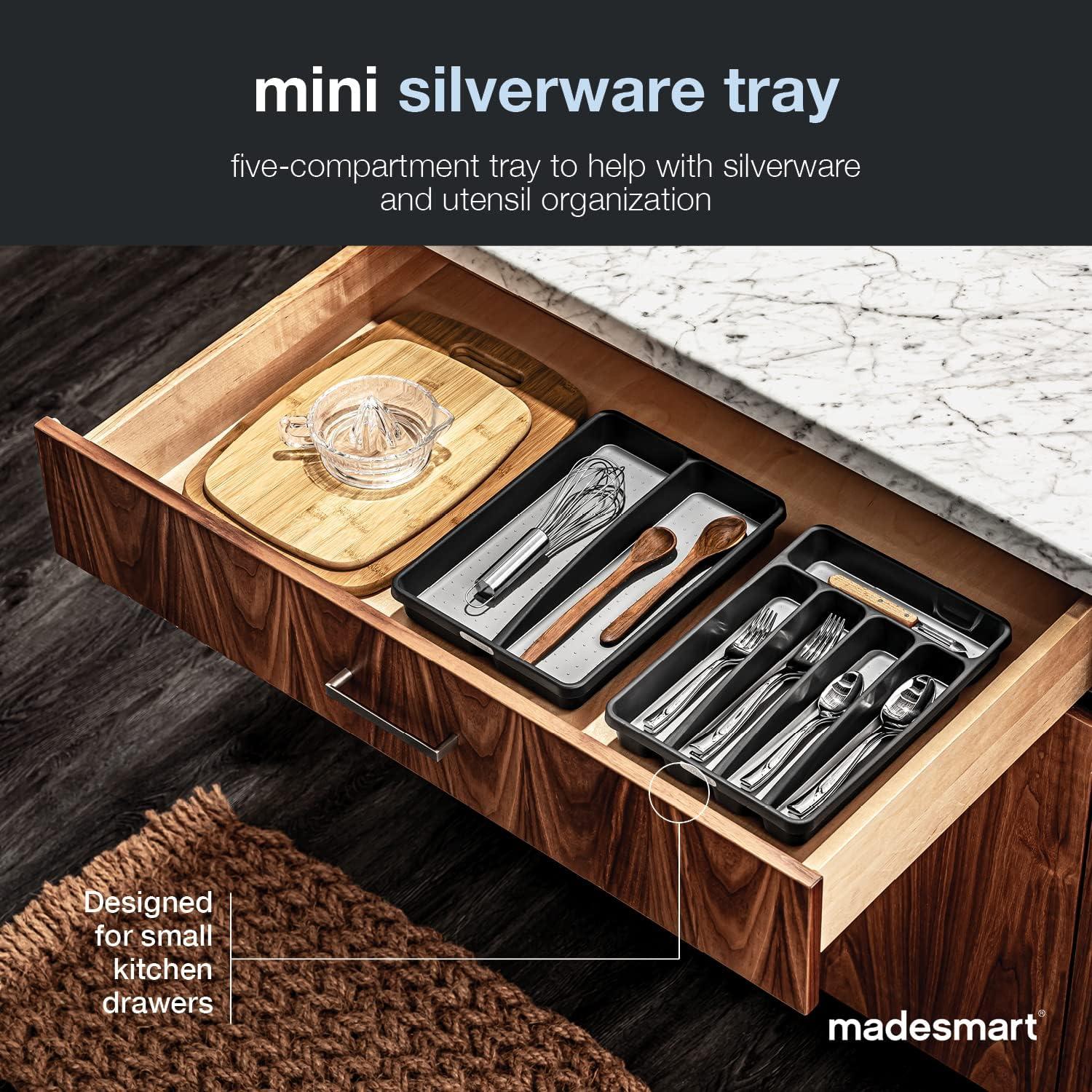 Madesmart Classic Mini Silverware Tray with 5 Compartments, Granite