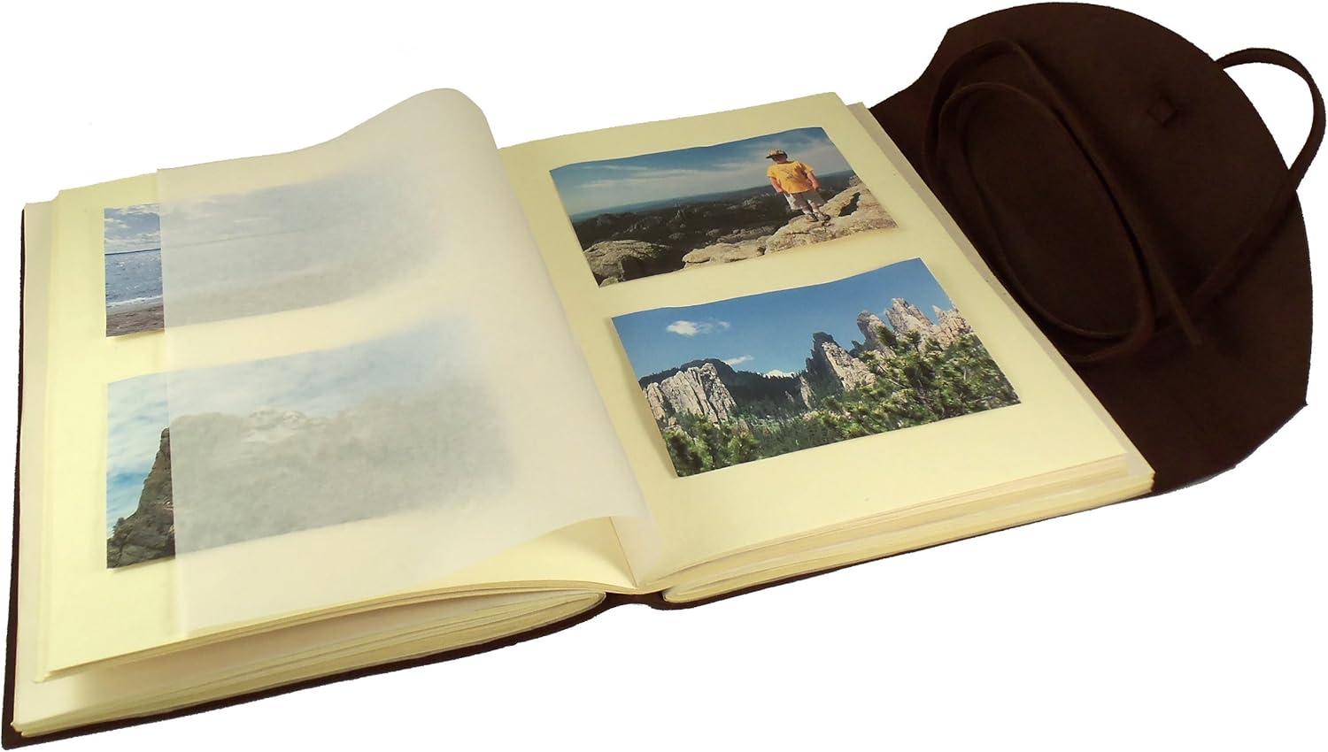 Large Genuine Leather Legacy Photo Album with Gift Box - 9"x 12" - Scrapbook Style Pages - Holds 200 4x6" or 5x7" Photos