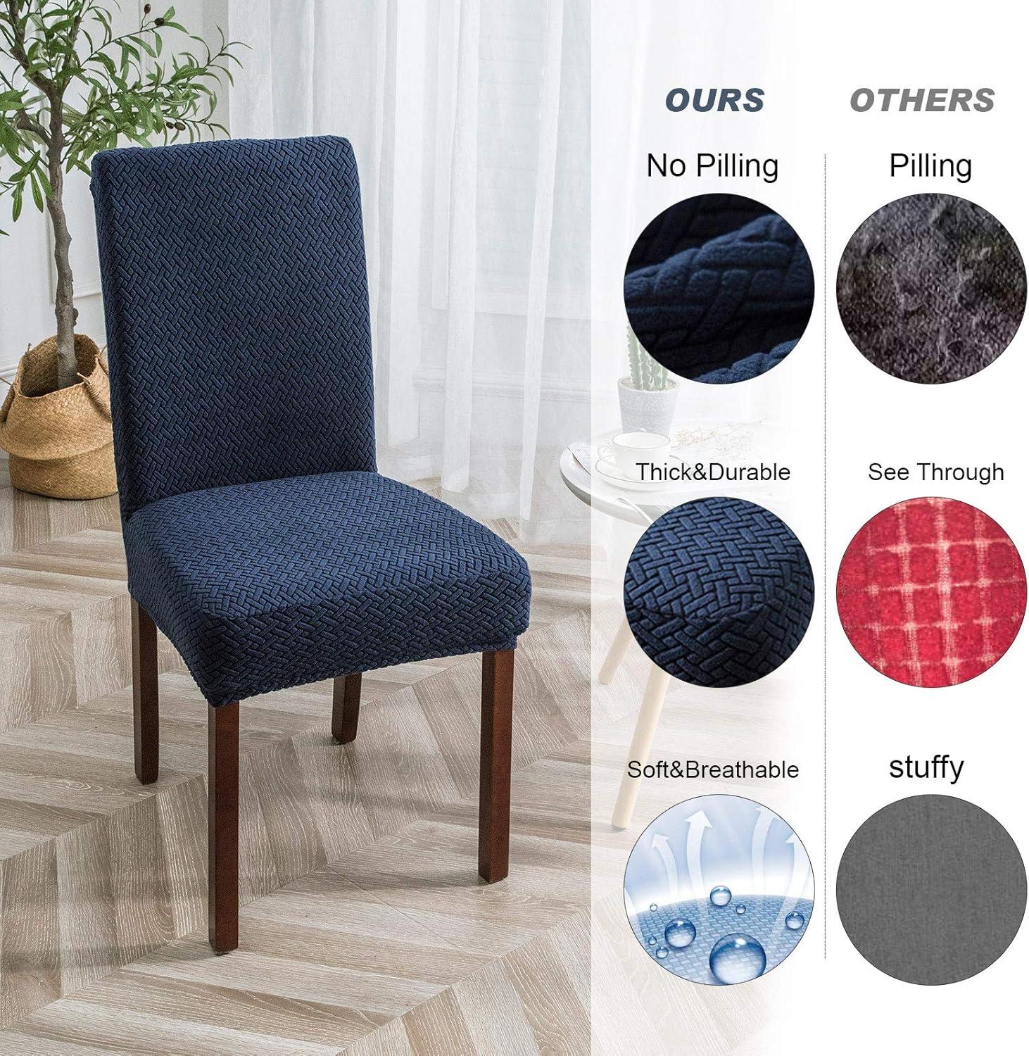 Chair Covers for Dining Room 4 Pack Navy Blue Chair Covers Super Fit Washable Kitchen Chair Protector Cover for Dining Room, Hotel, Ceremony